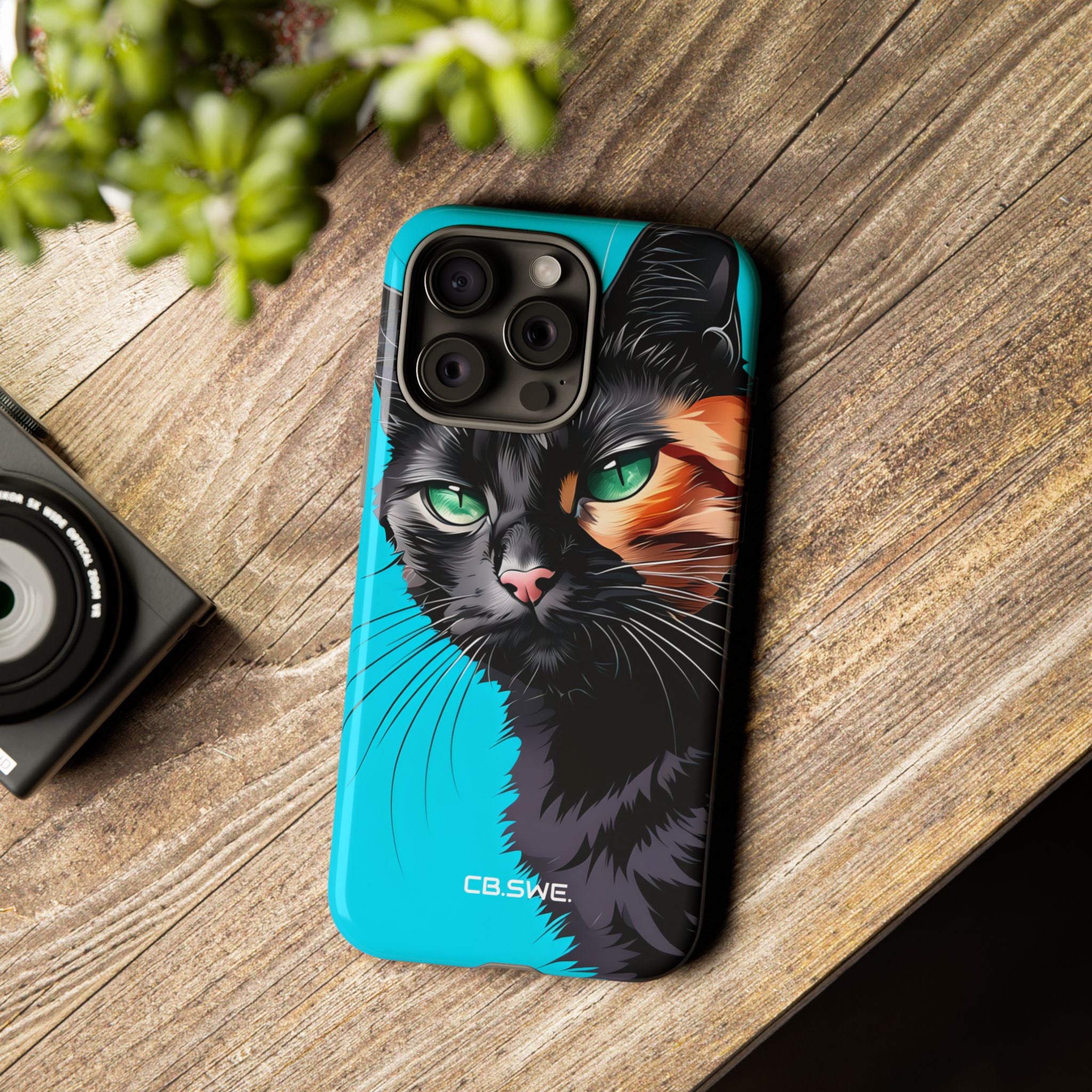 Expressive Modern Anime Cat Illustration Vibrant Mobile Wallpaper iPhone 15 - Tough