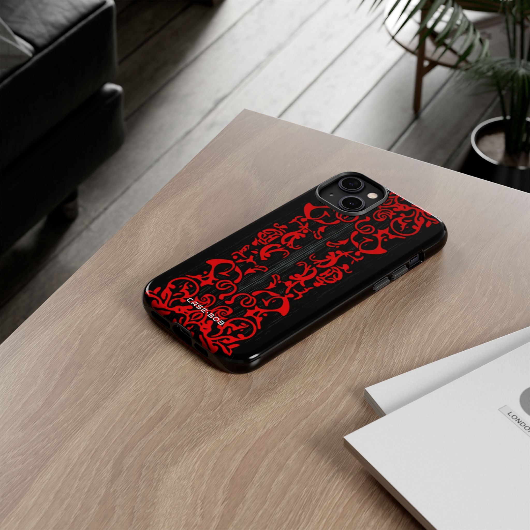 Crimson Spiral iPhone 14 Plus Case - Tough