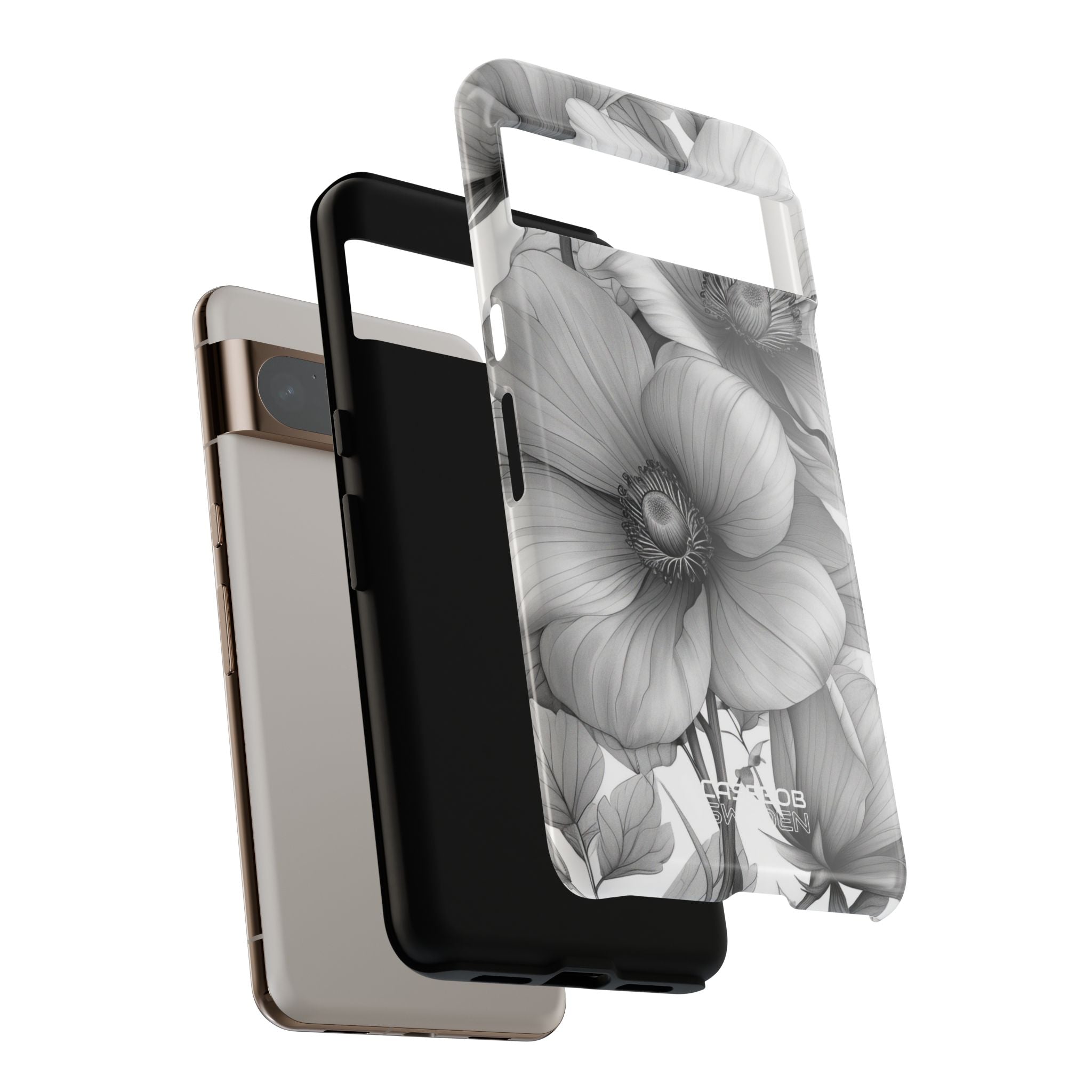 Grayscale Floral Harmony Google Pixel 8 - Tough