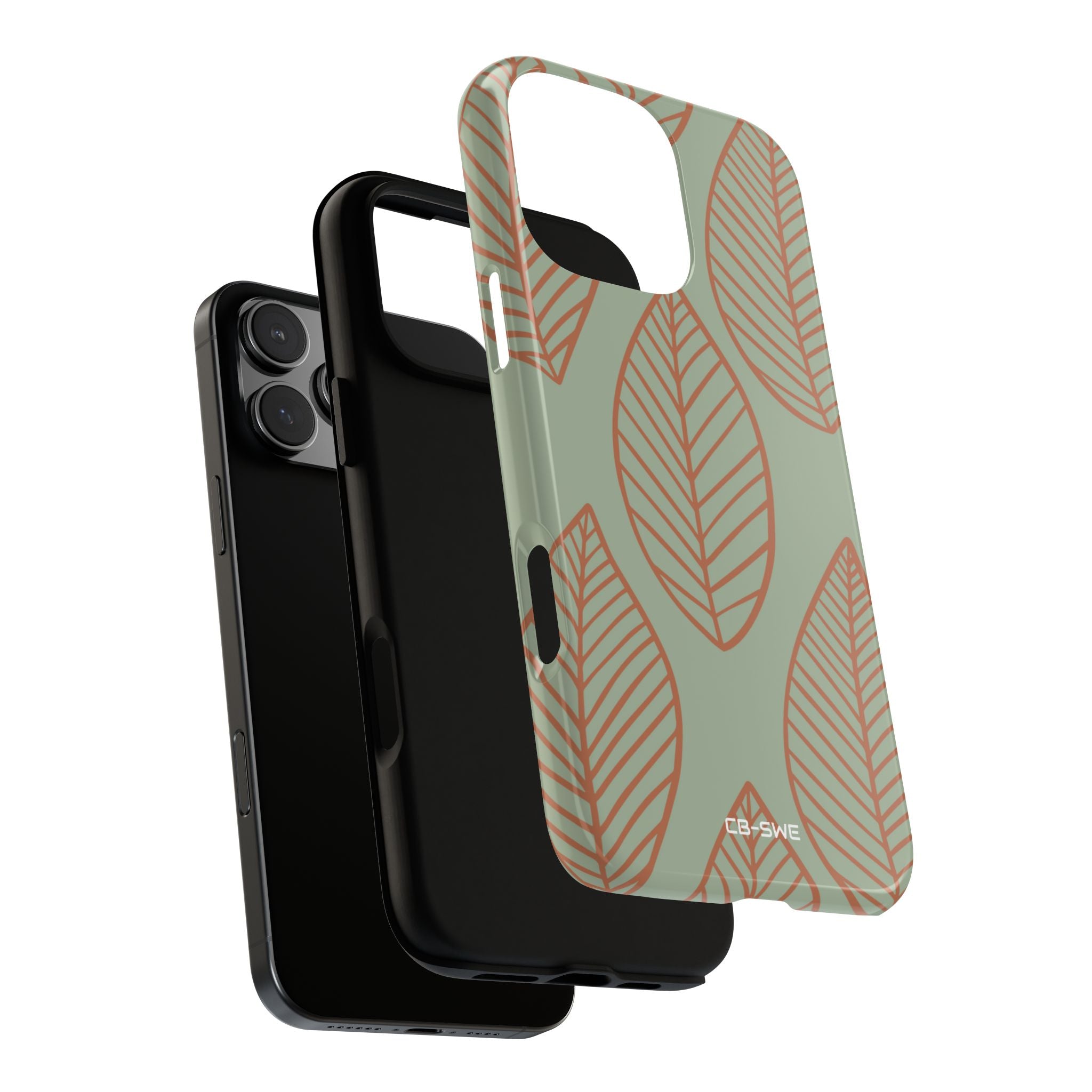 Mint and Orange Leaves - iPhone Case