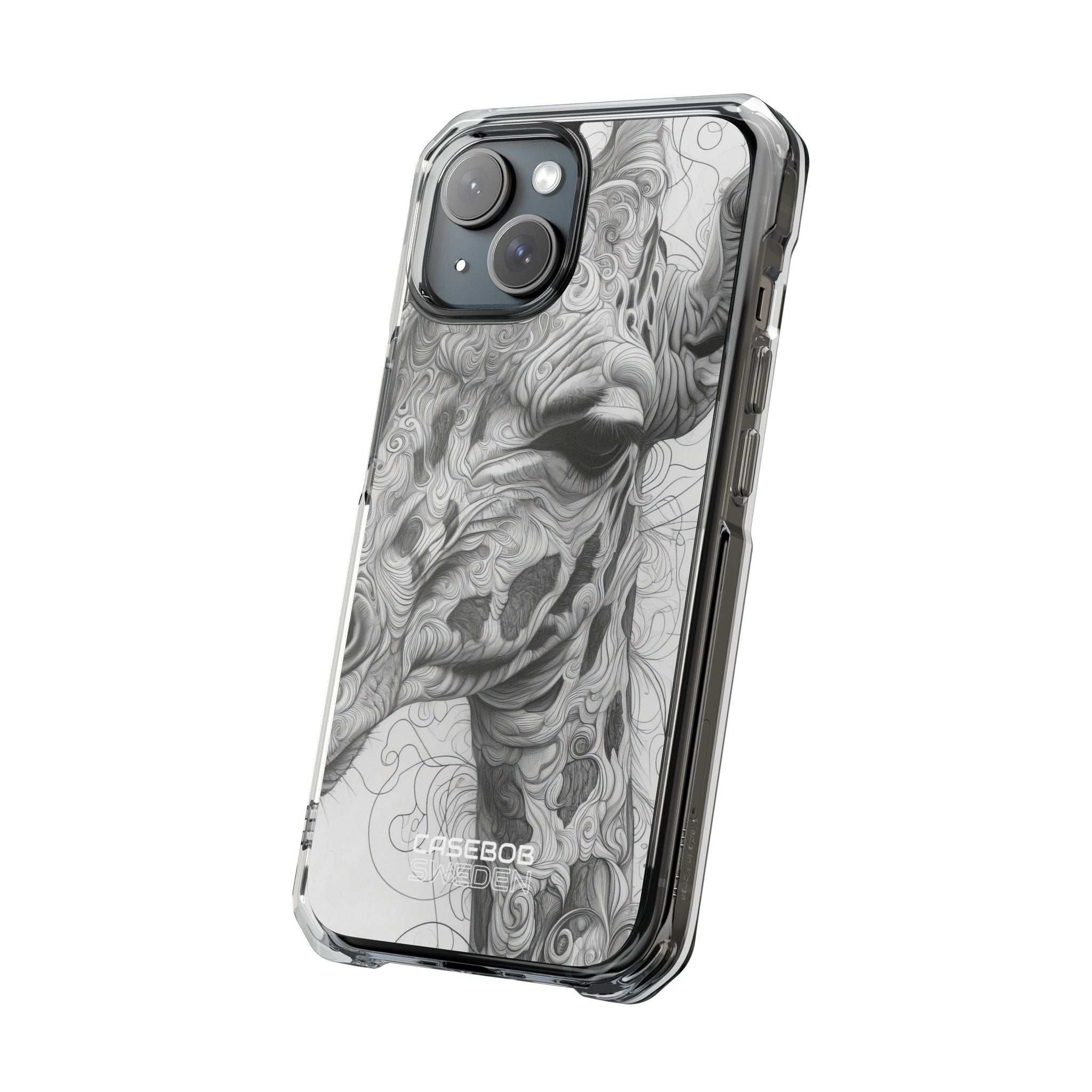 Swirling Giraffe Art iPhone 15 - Impact Clear+