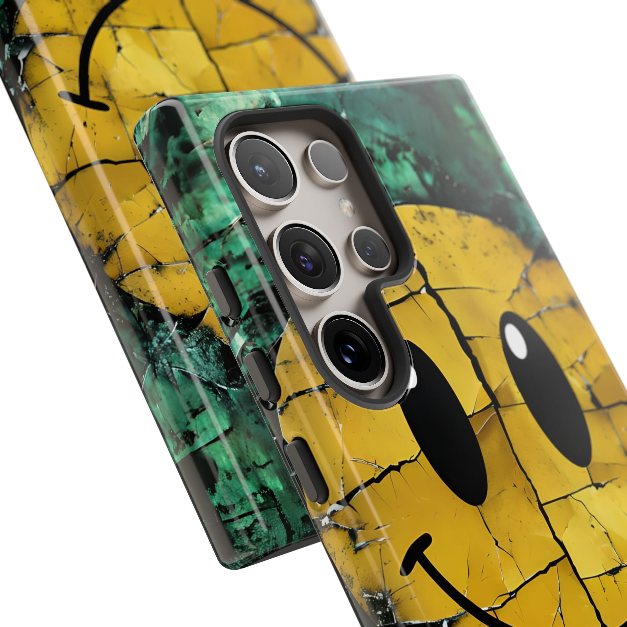 Distressed Gelbes Smiley Gesicht Digital Art Handyhülle Samsung S24 - Robust
