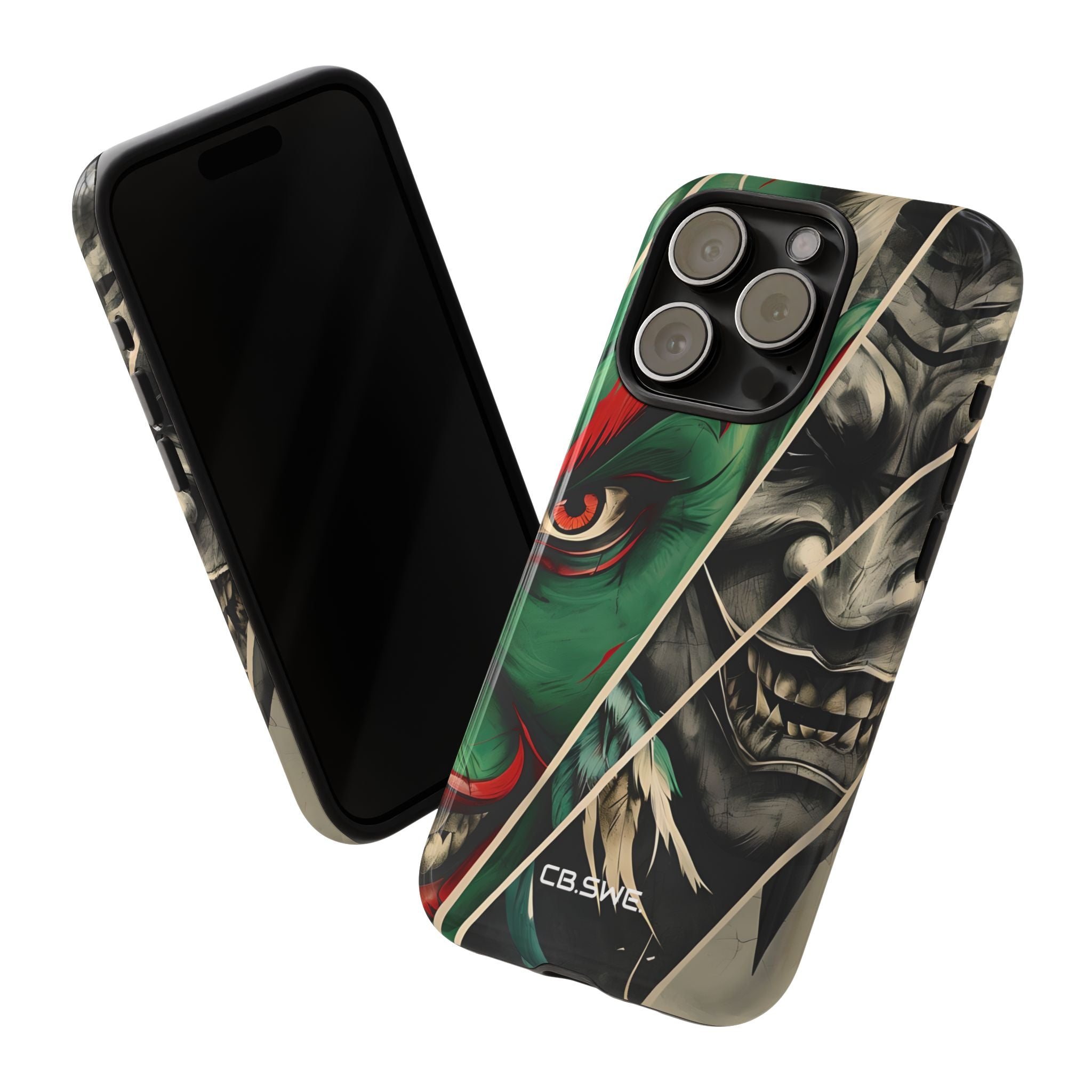 Striking Japanese Mask Art Vivid Colors iPhone 15 - Tough