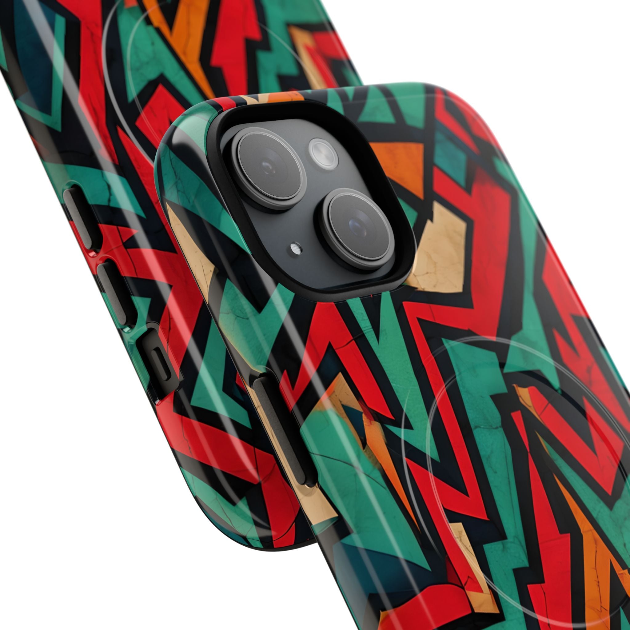 Crimson Zigzag iPhone 15 Case - Tough+