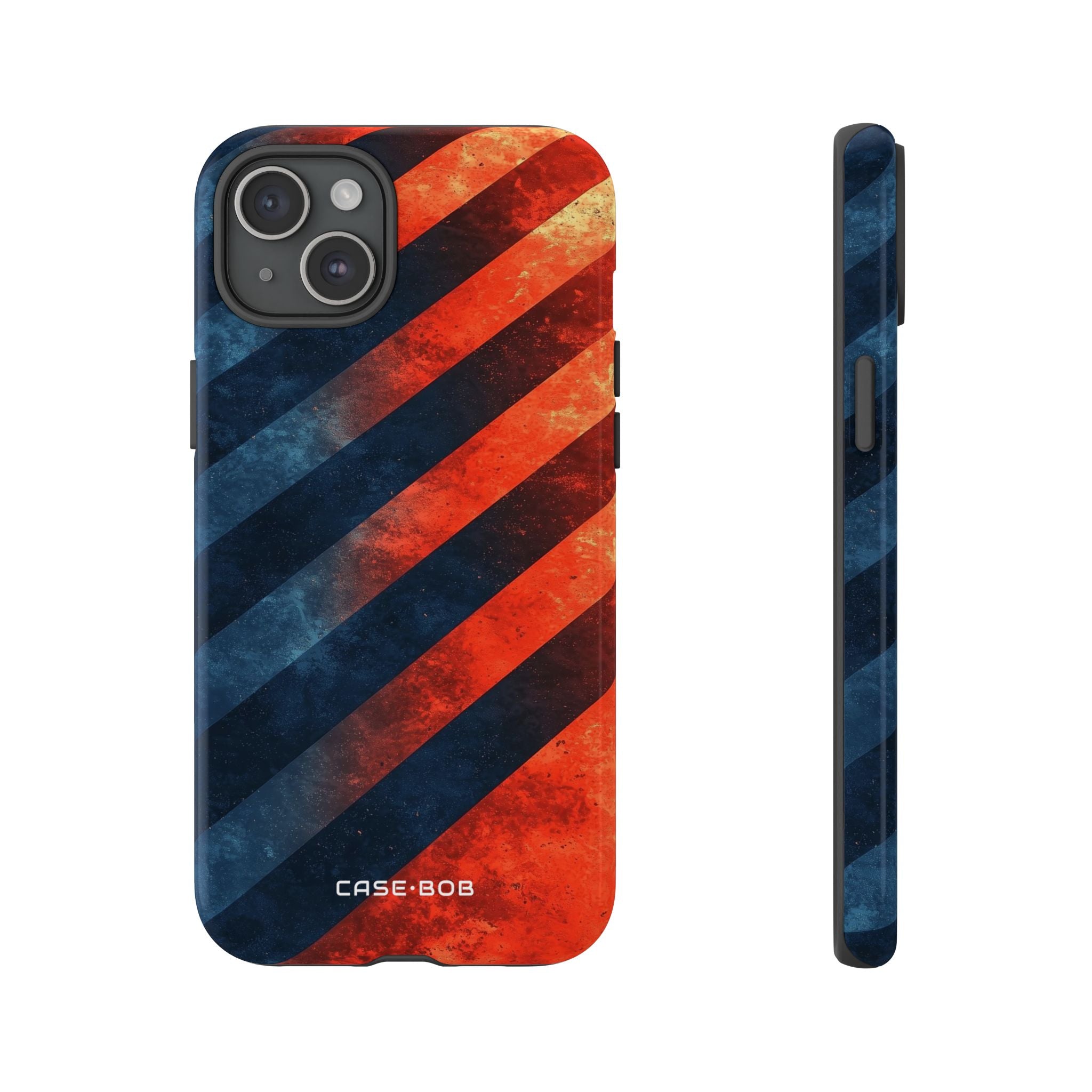 Diagonal Stripes Blaze iPhone 15 Plus Case - Tough