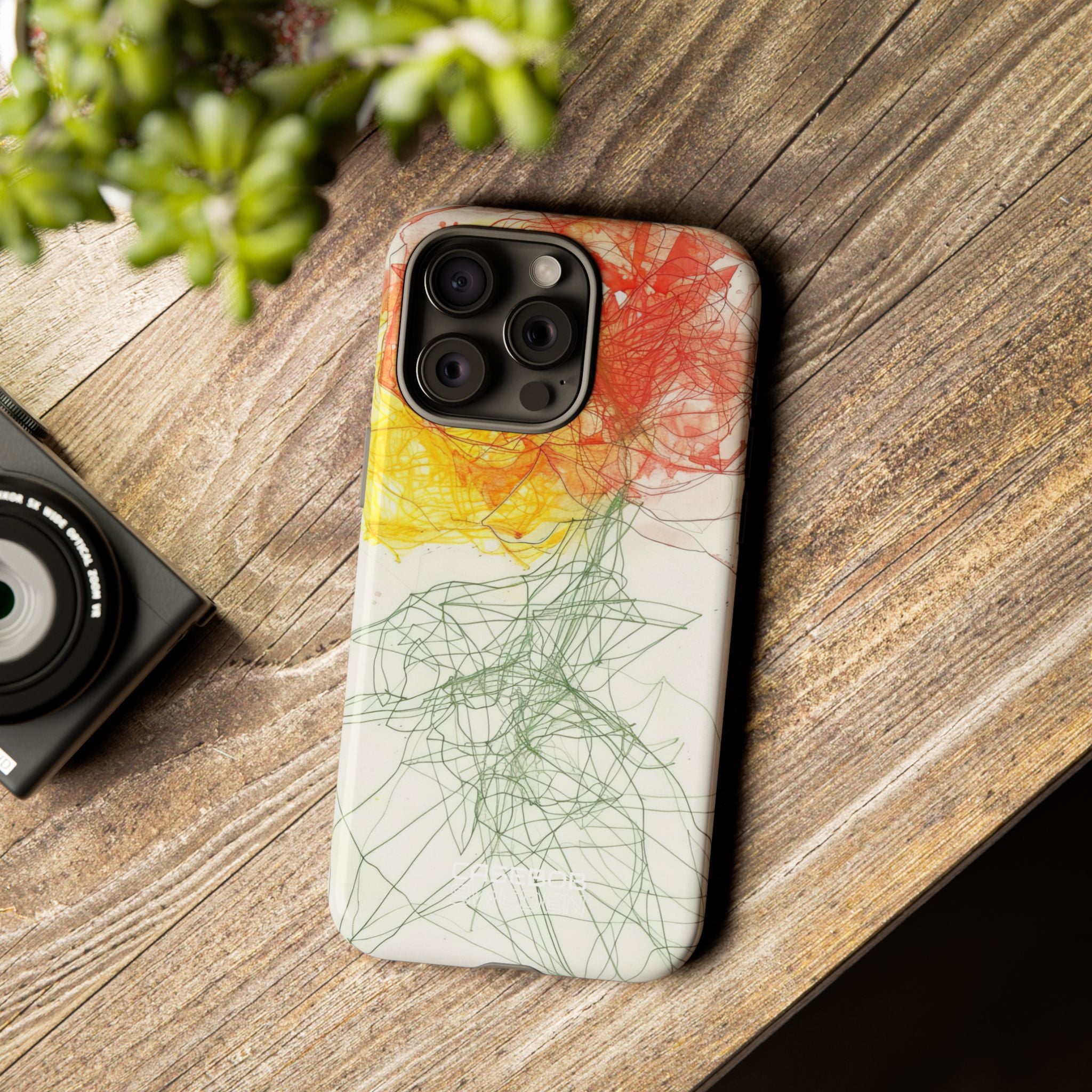 Fiery Blossom Tangle iPhone 15 - Tough