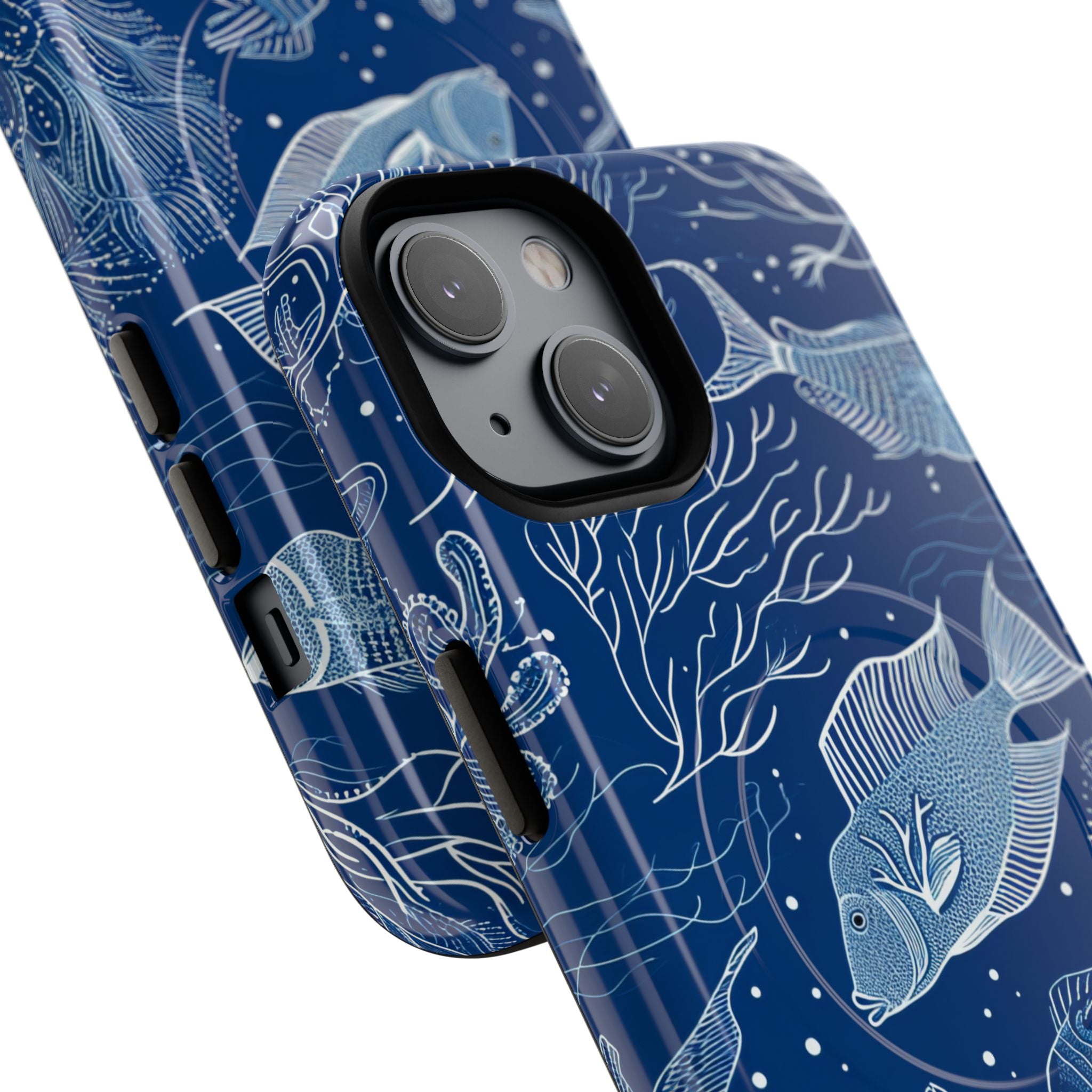 Navy Scale Reef iPhone 14 Case - Tough+