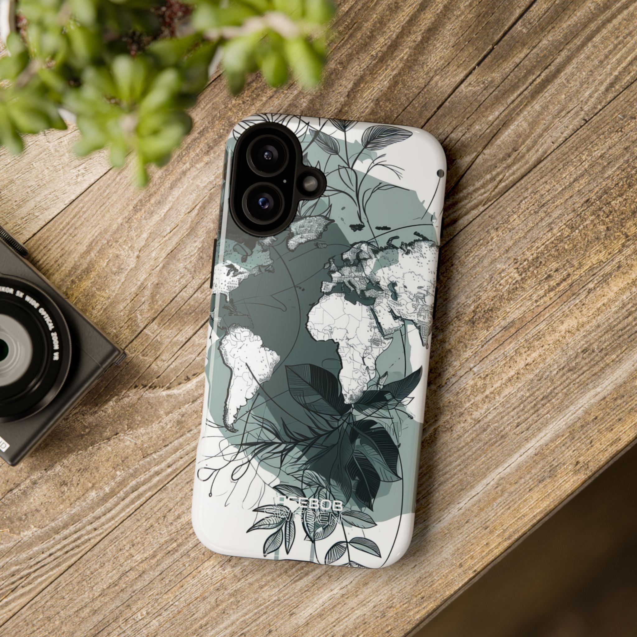 Botanische Weltkarte iPhone 16 - Robust