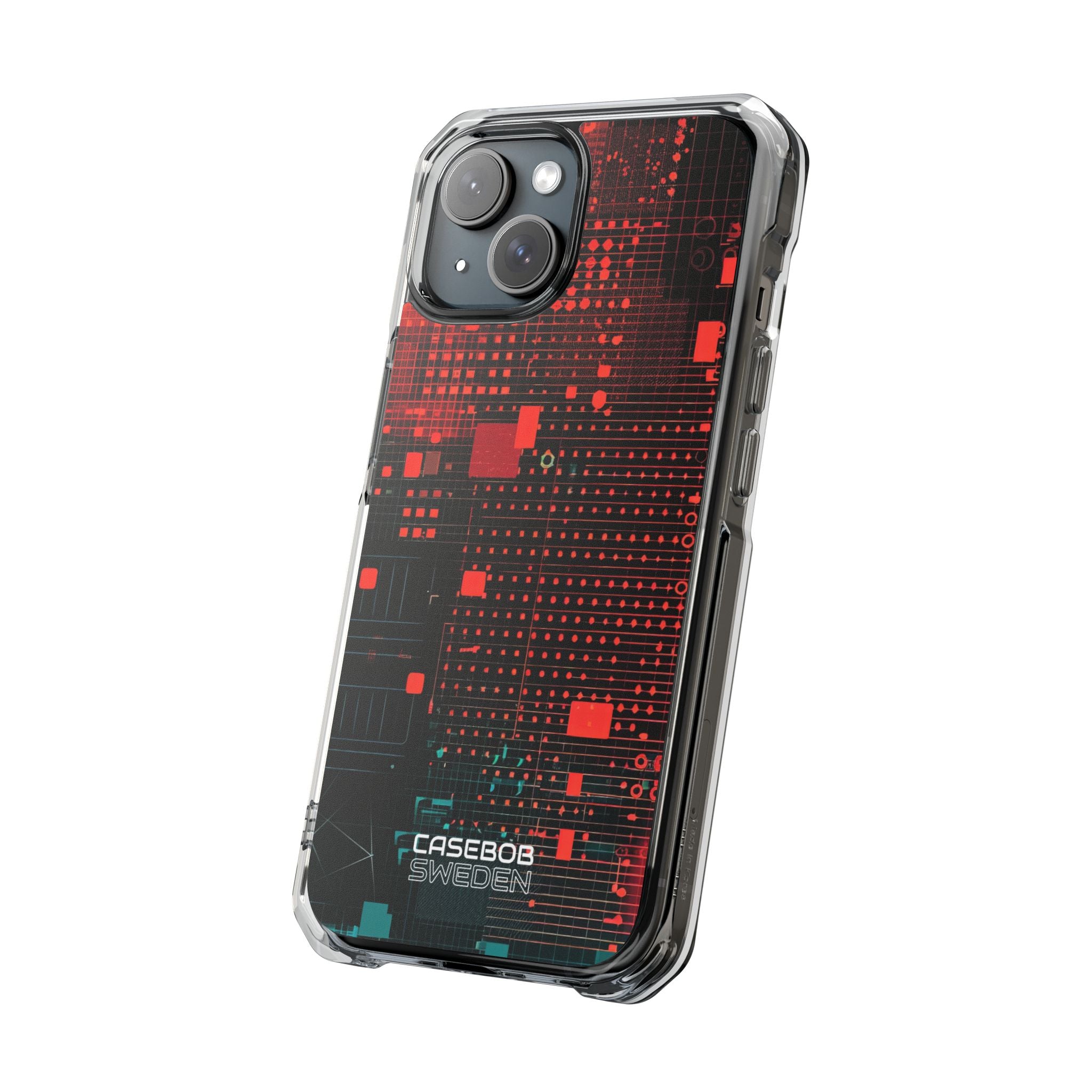 Crimson Circuit Grid iPhone 15 - Impact Clear+
