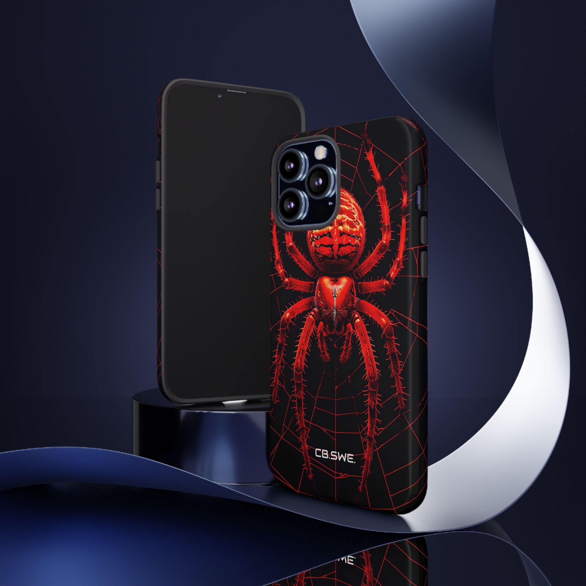 Vivid Neon Red Spider Intricate Web iPhone 13 - Tough