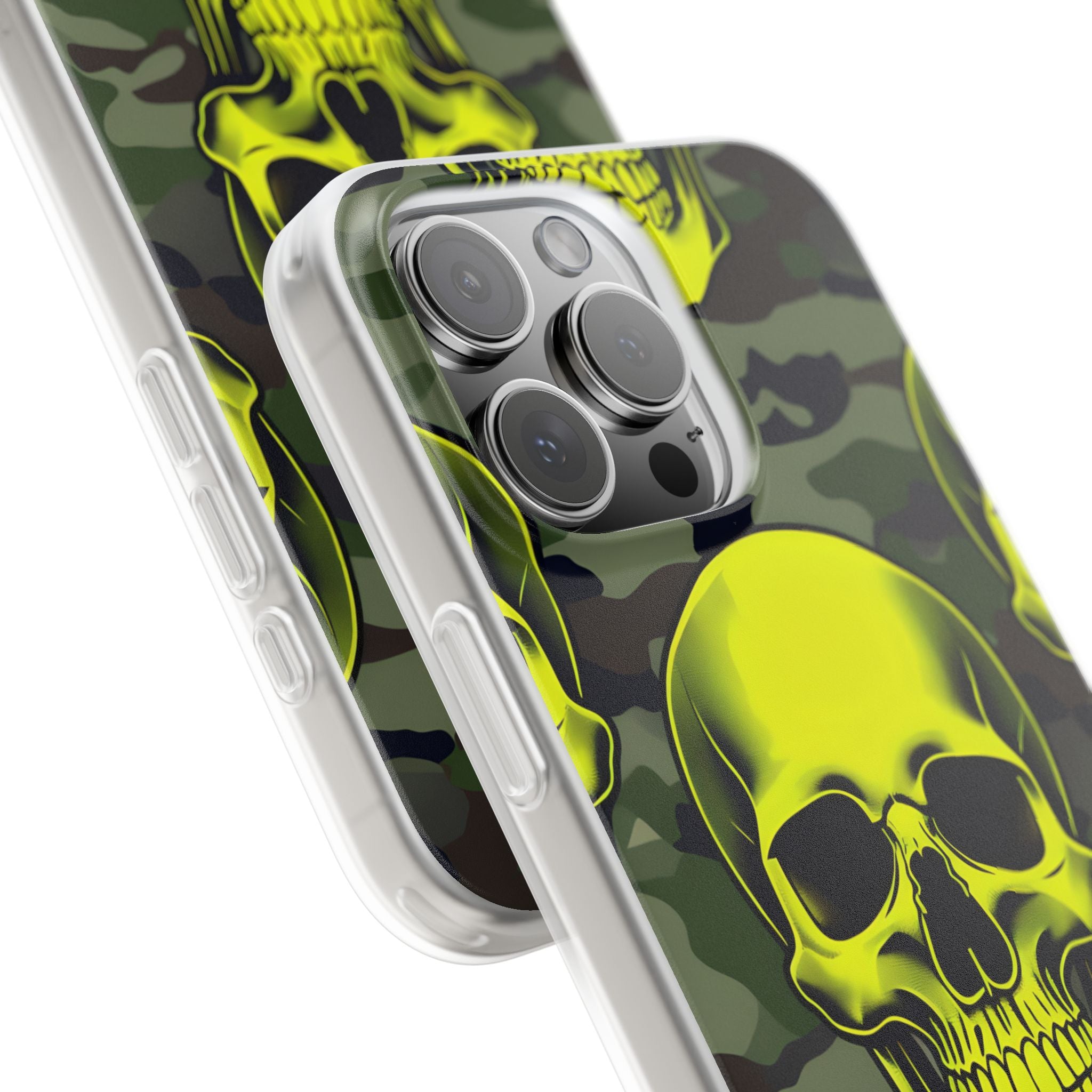 Neon Skull Camo iPhone 16 Pro Max Case - Soft