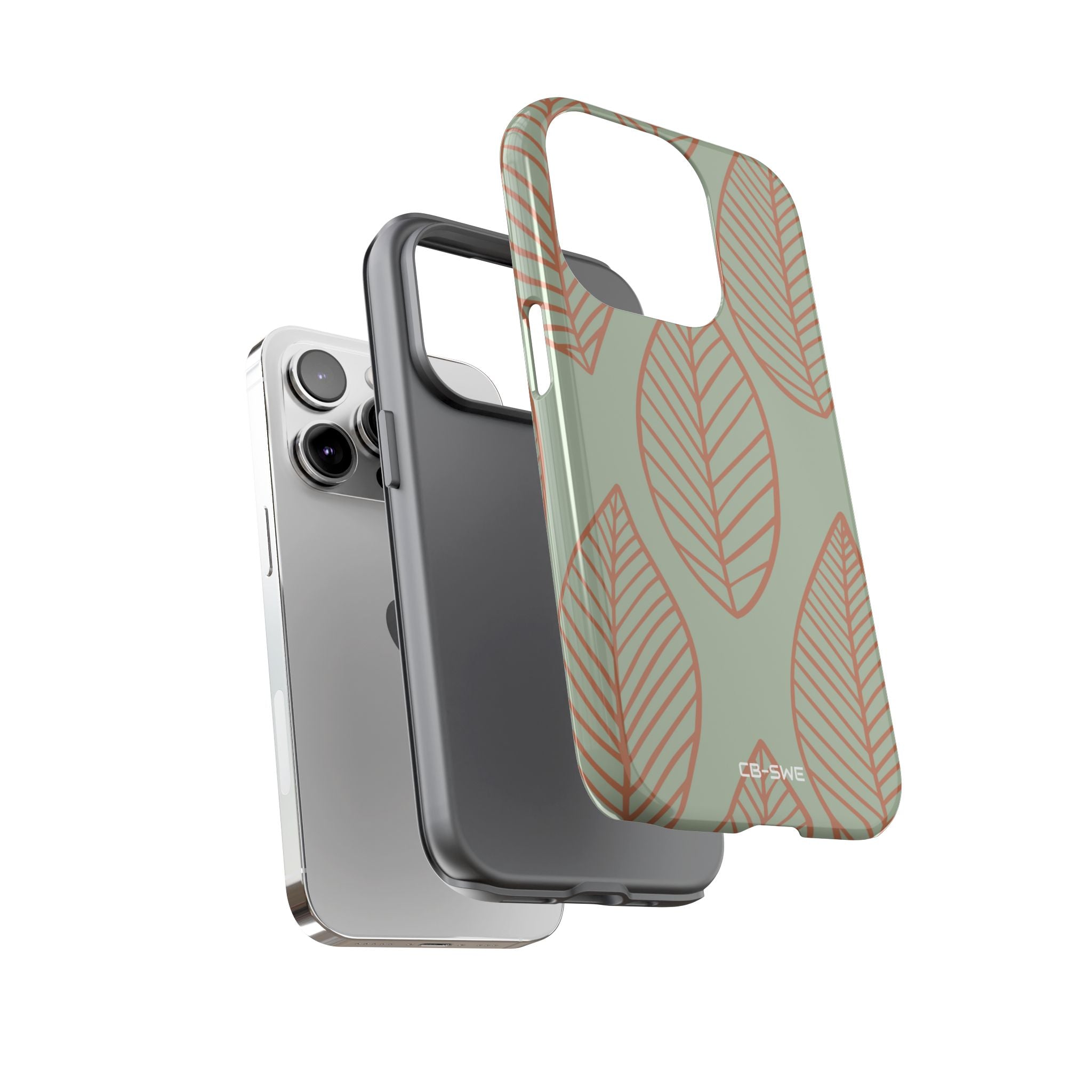 Mint and Orange Leaves - iPhone Case