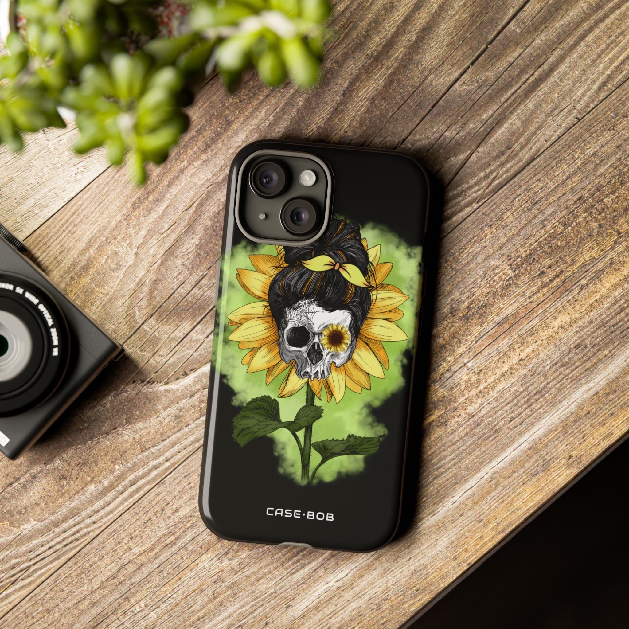 Sunflower Skull iPhone 15 Case - Tough