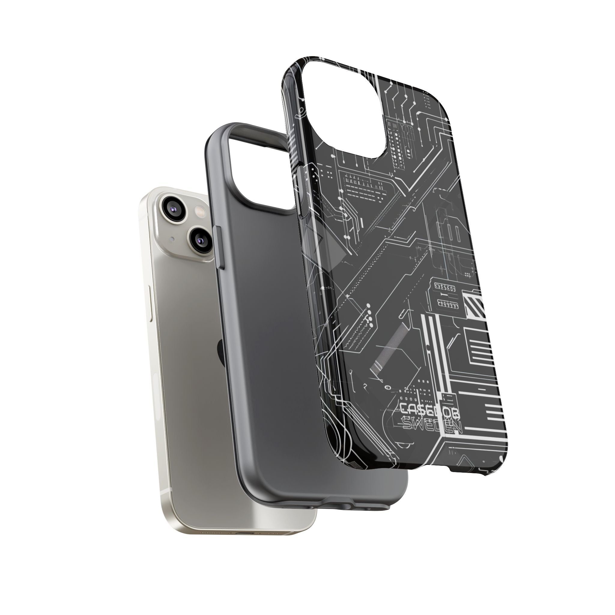 Futuristic Circuit Grid iPhone 14 - Tough