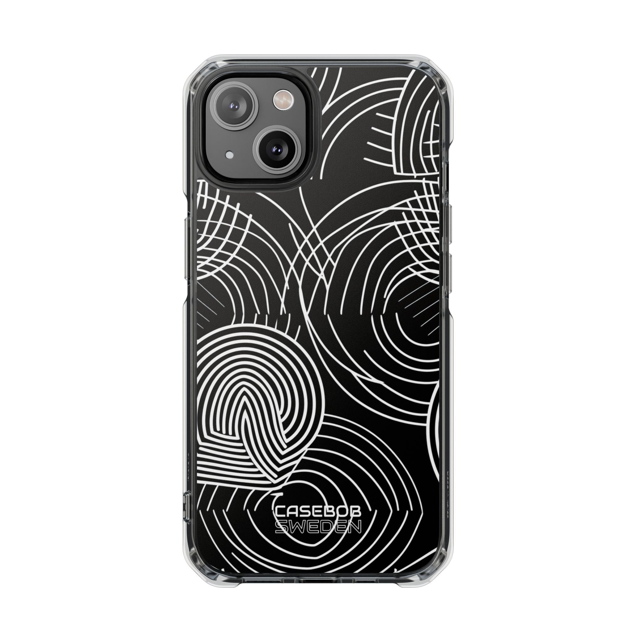 Monochrome Spiral Curves iPhone 14 - Impact Clear+
