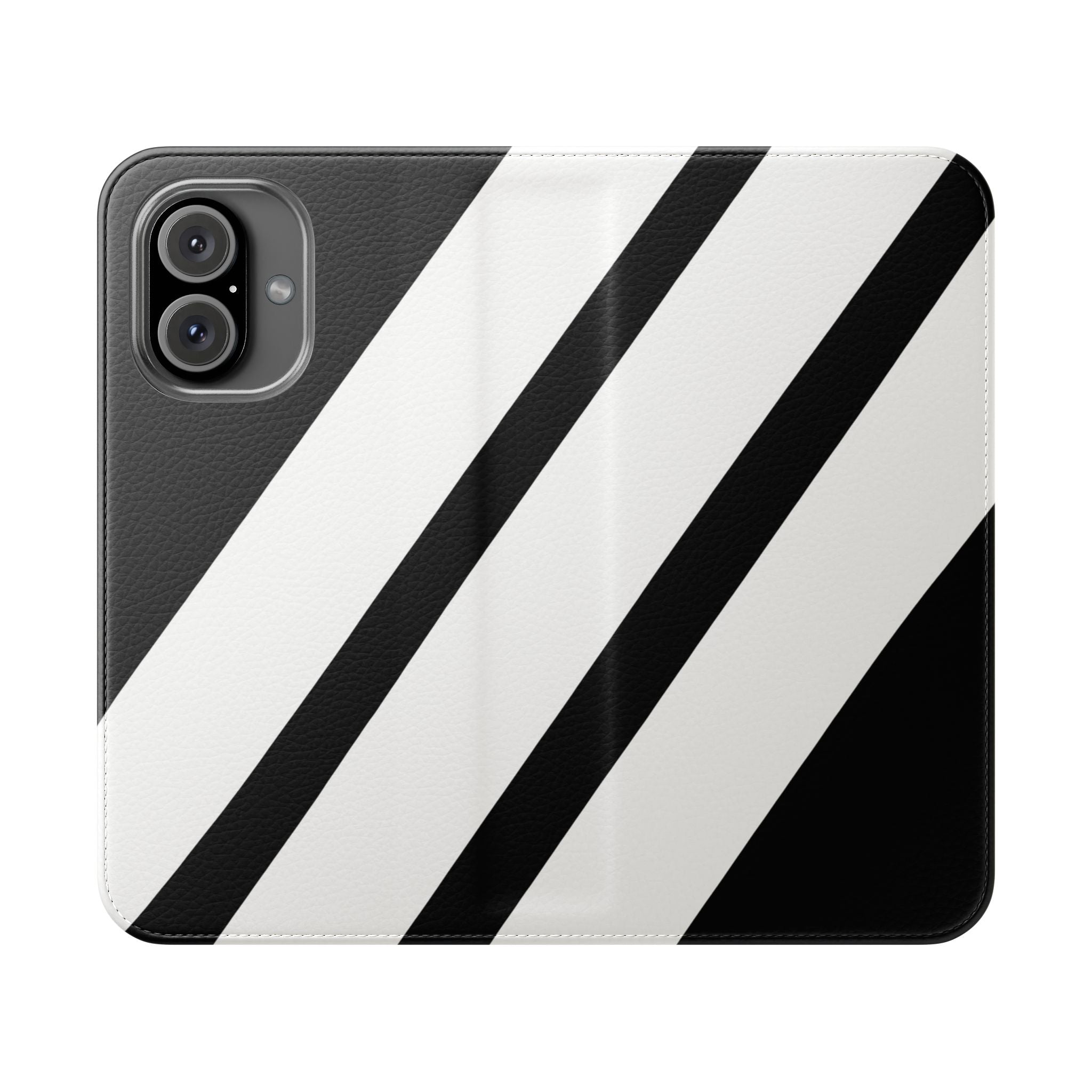 Diagonaaliraitoja Mustavalkoinen - iPhone 16 Case - Lompakko