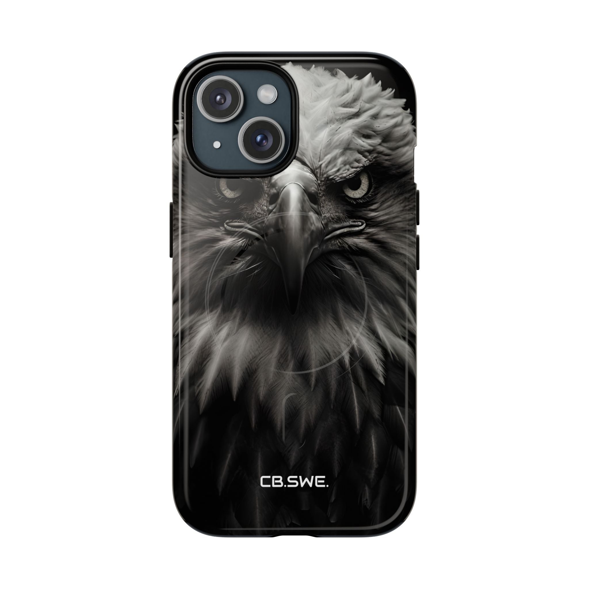 Intense Black and White Close-Up Eagle Head Art iPhone 15 - Tough+