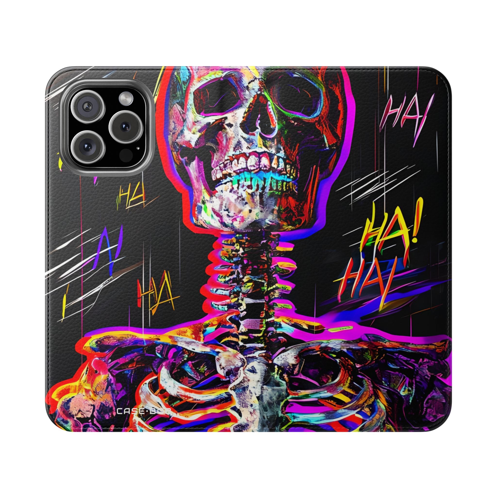 Neon Skeleton Laughter - iPhone 16 Max Case - Wallet