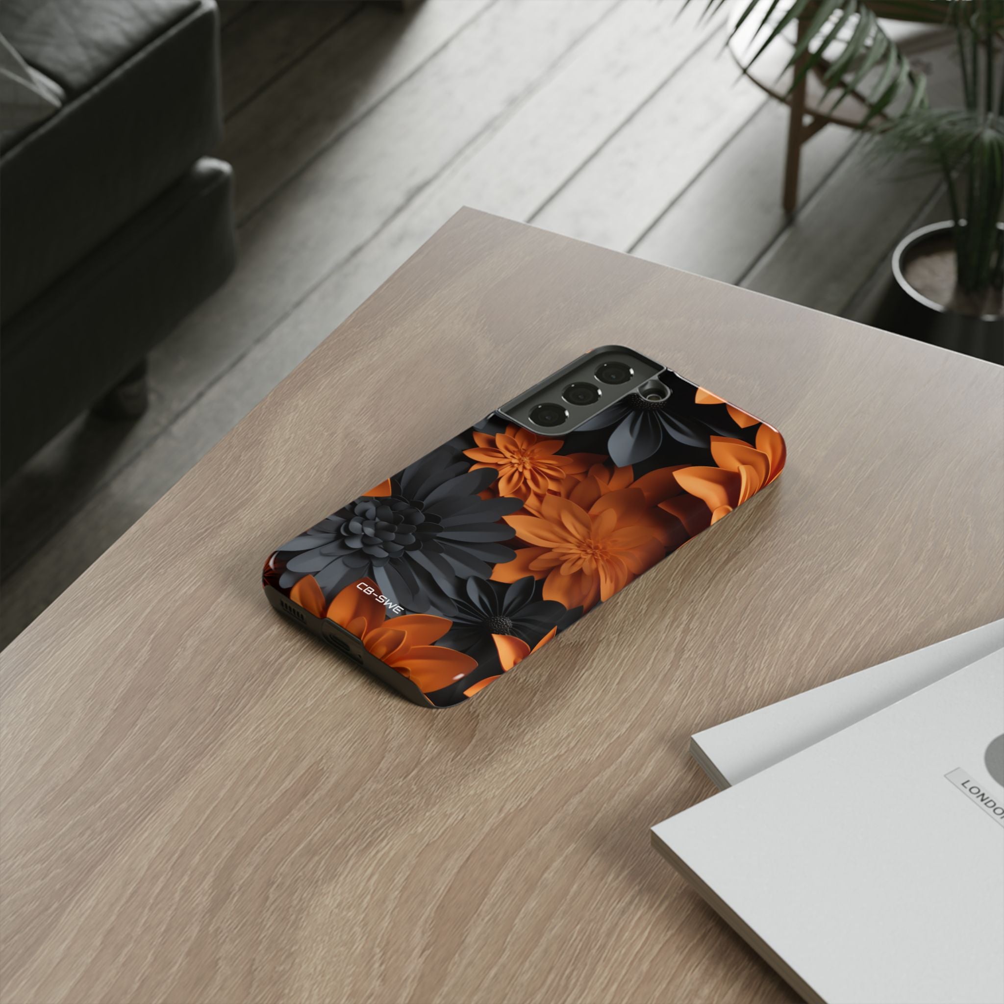 Graphical Orange Florals - Samsung Case