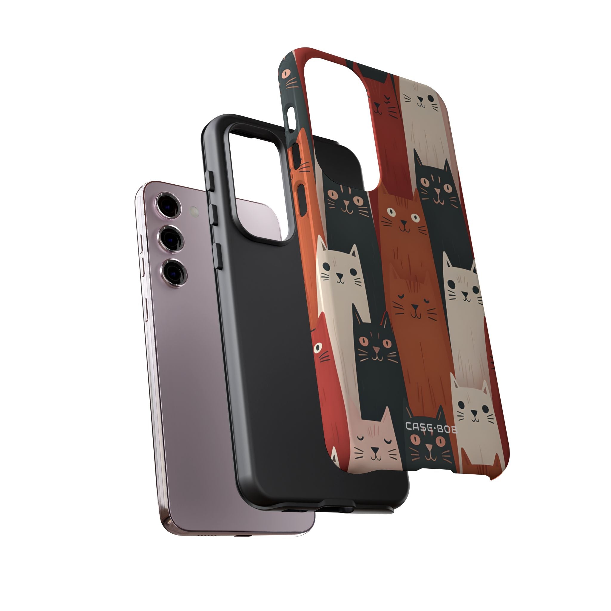 Elongated Cats Black Samsung S23 Plus Case - Tough