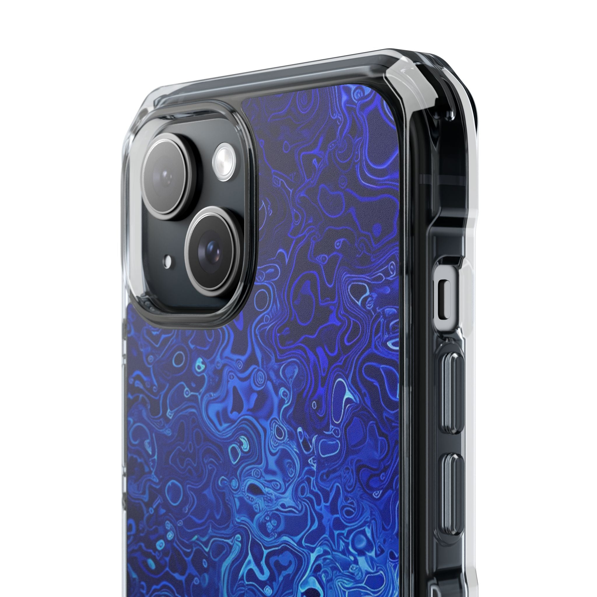 Swirling Blue Currents iPhone 15 - Impact Clear+