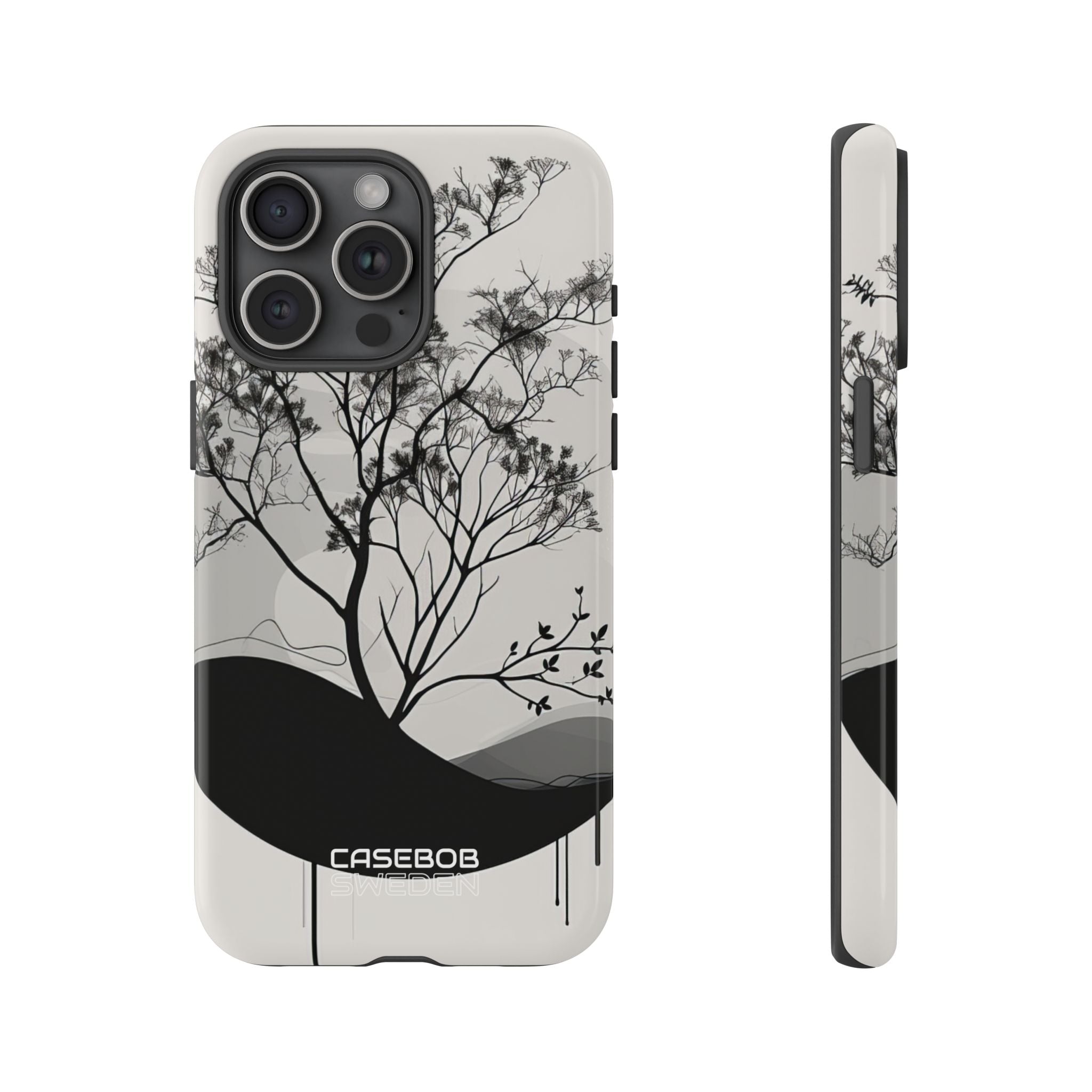 Monochrome Drip Tree iPhone 15 - Resistente