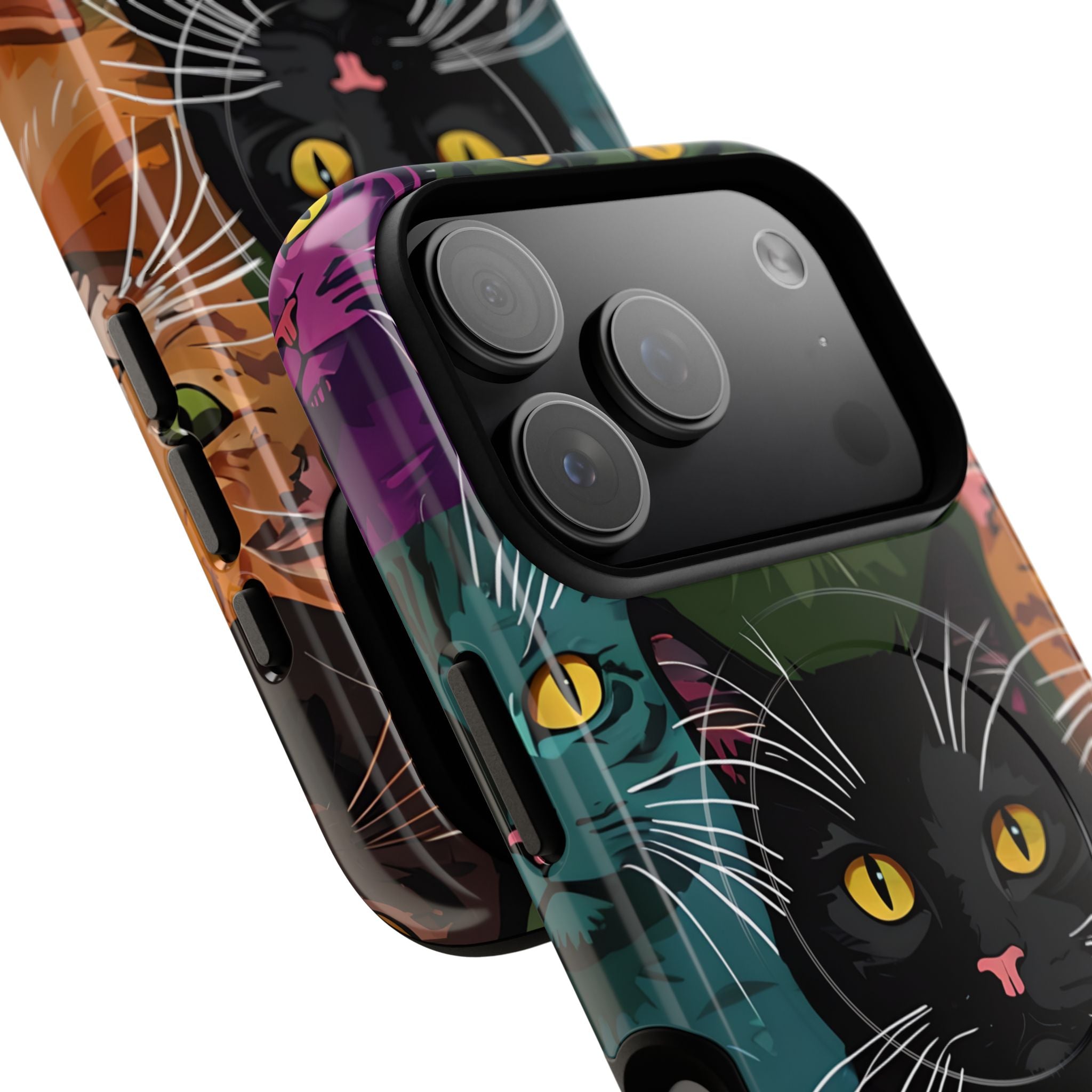 Teal Cat Grid iPhone 17 Pro Case - Tough+