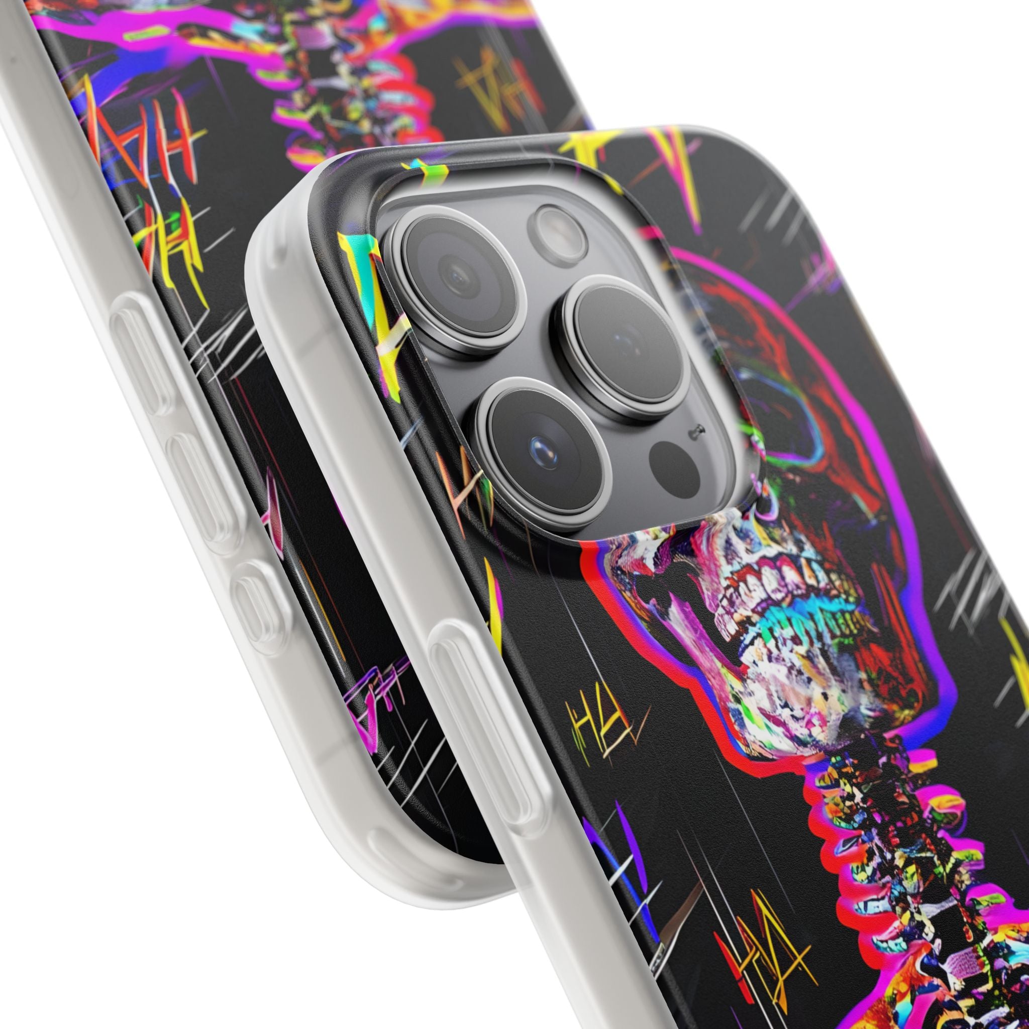 Neon Skeleton Laugh iPhone 15 Pro Case - Soft