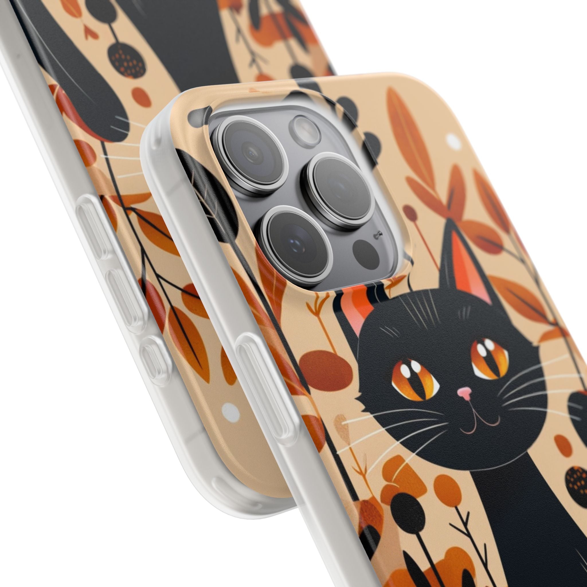 Black Cat Glow iPhone 15 Pro Max Case - Soft