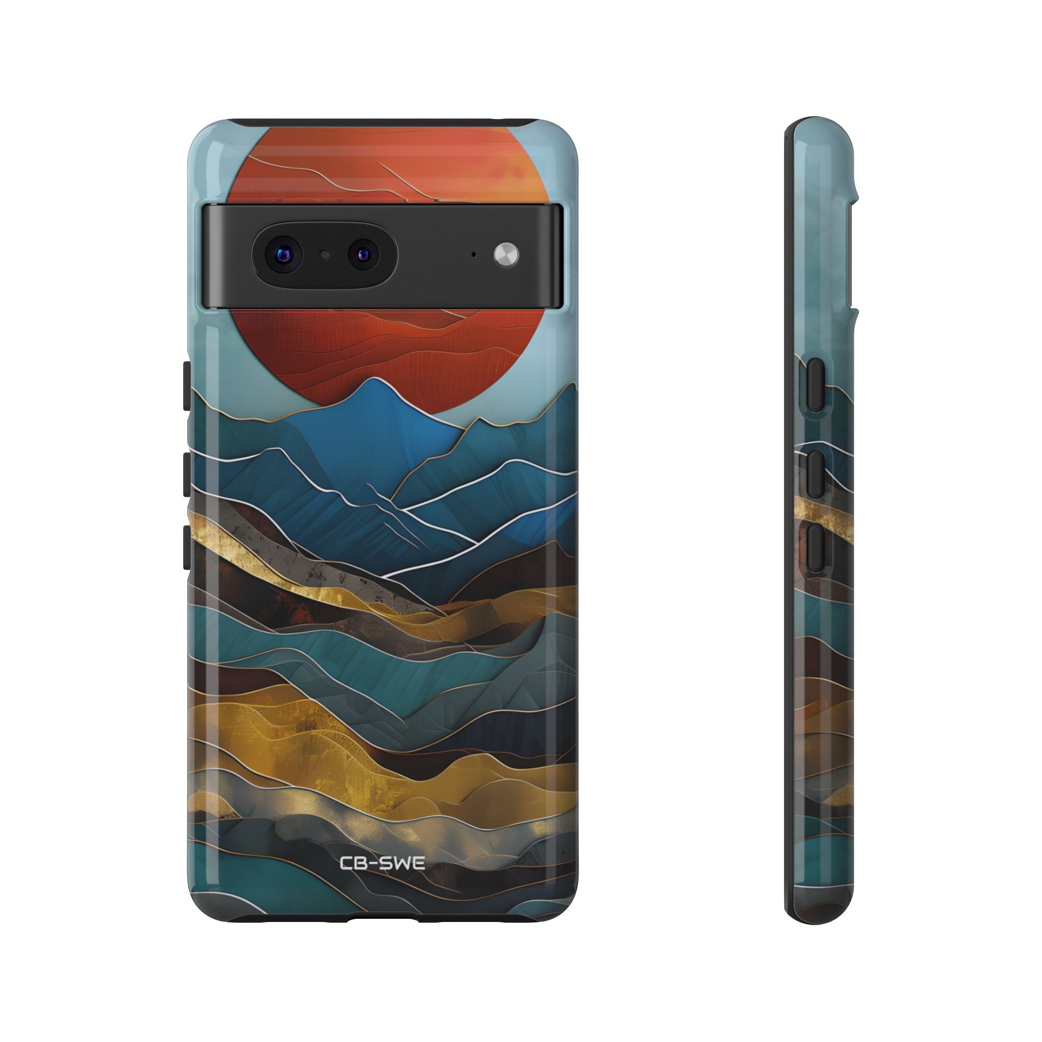 Sunset Geometry Waves - Google Pixel Case