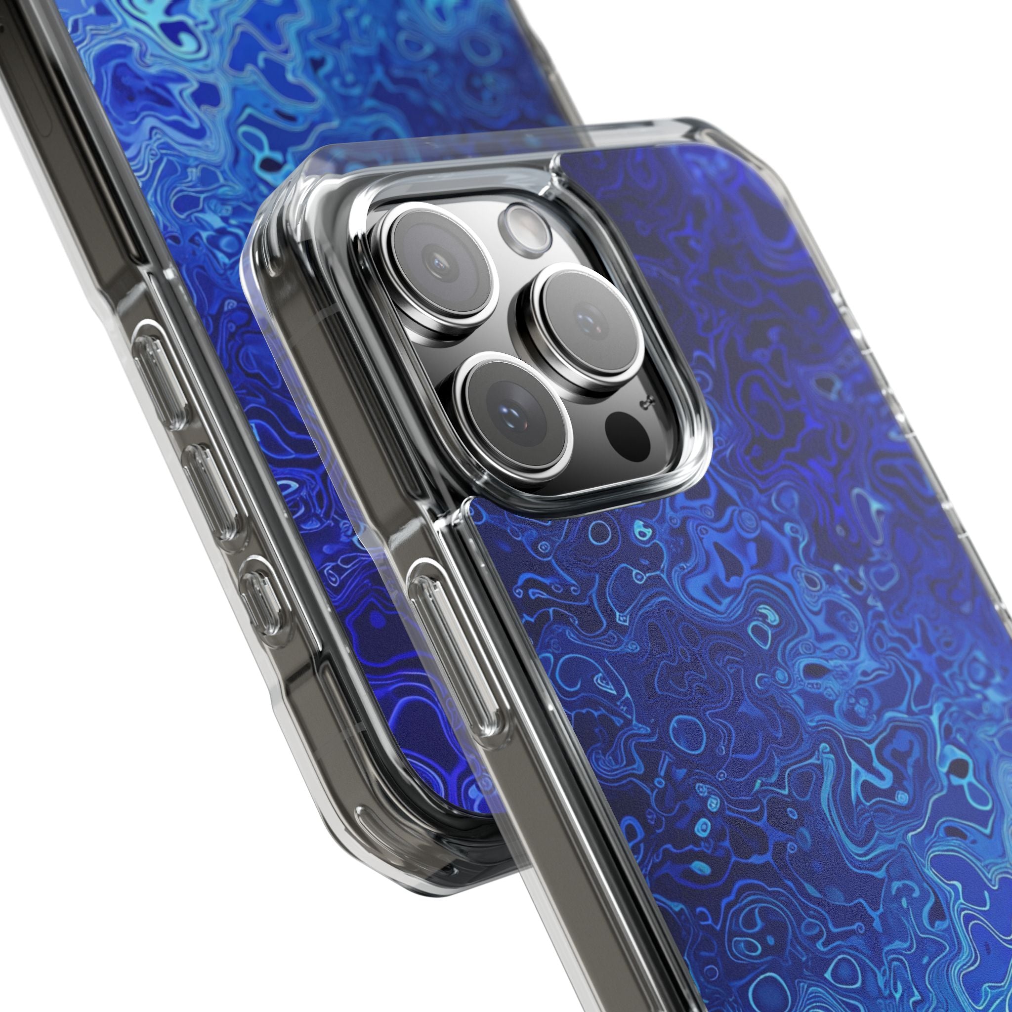 Swirling Blue Currents iPhone 16 - Impact Clear+
