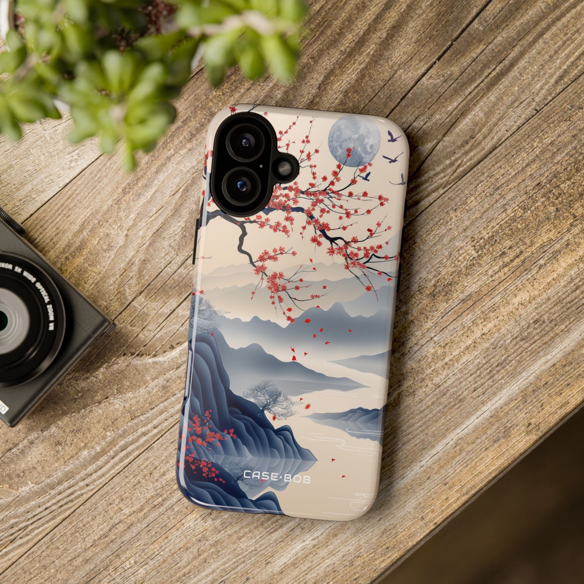 Crimson Blossom Moon iPhone 16 Plus Case - Tough