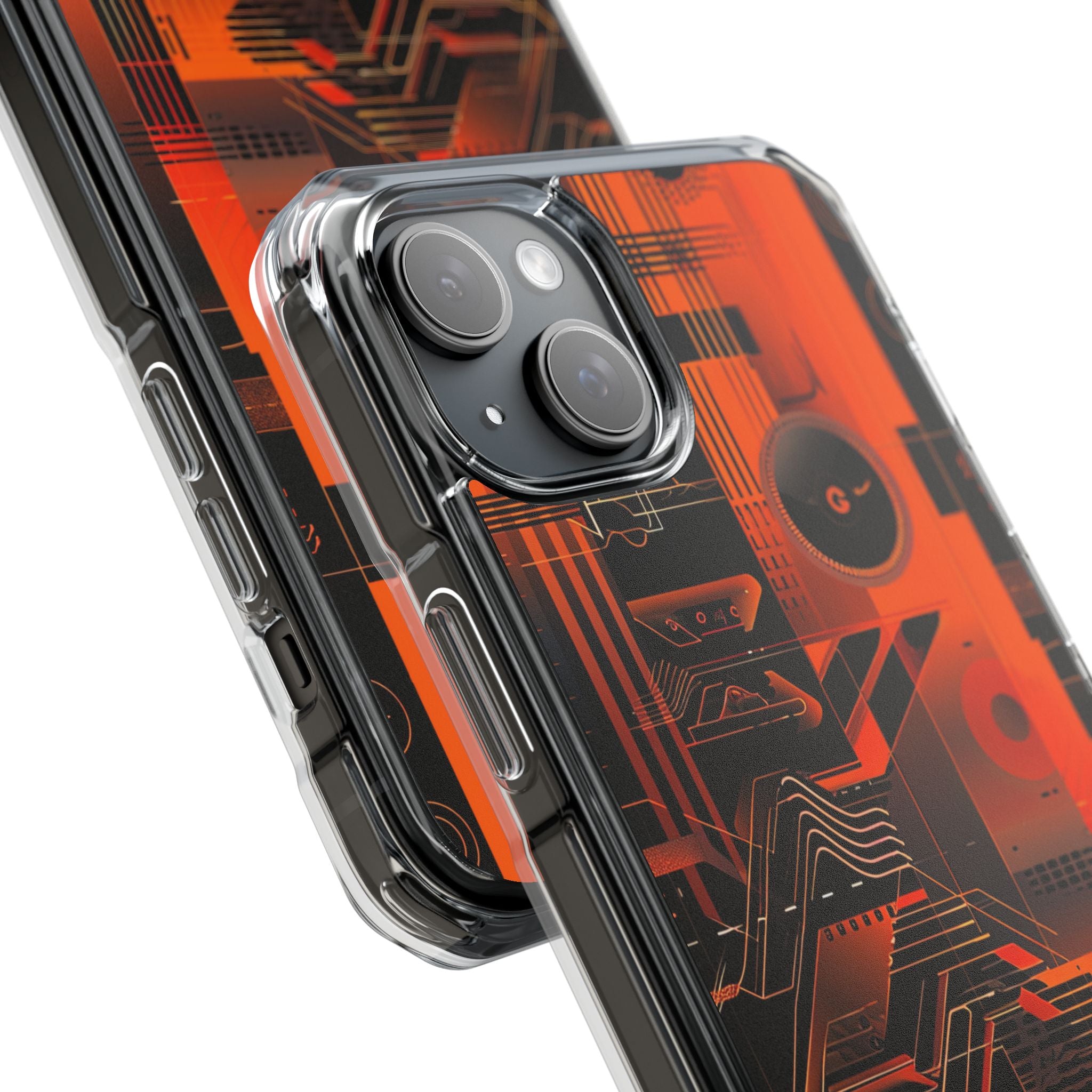 Orange Circuit Dreams iPhone 15 - Impact Clear+