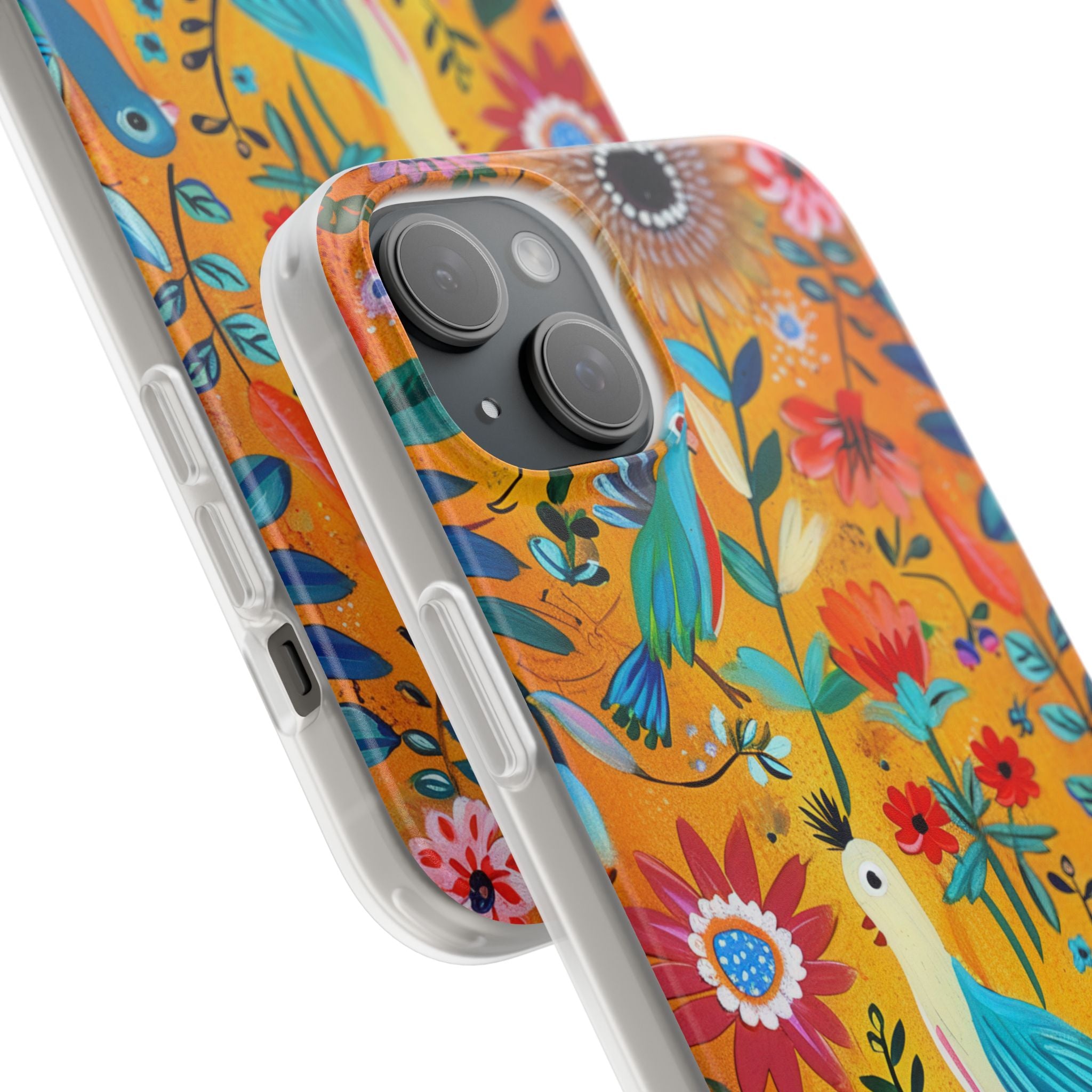 Colorful Birds Bloom iPhone 15 Plus Case - Soft