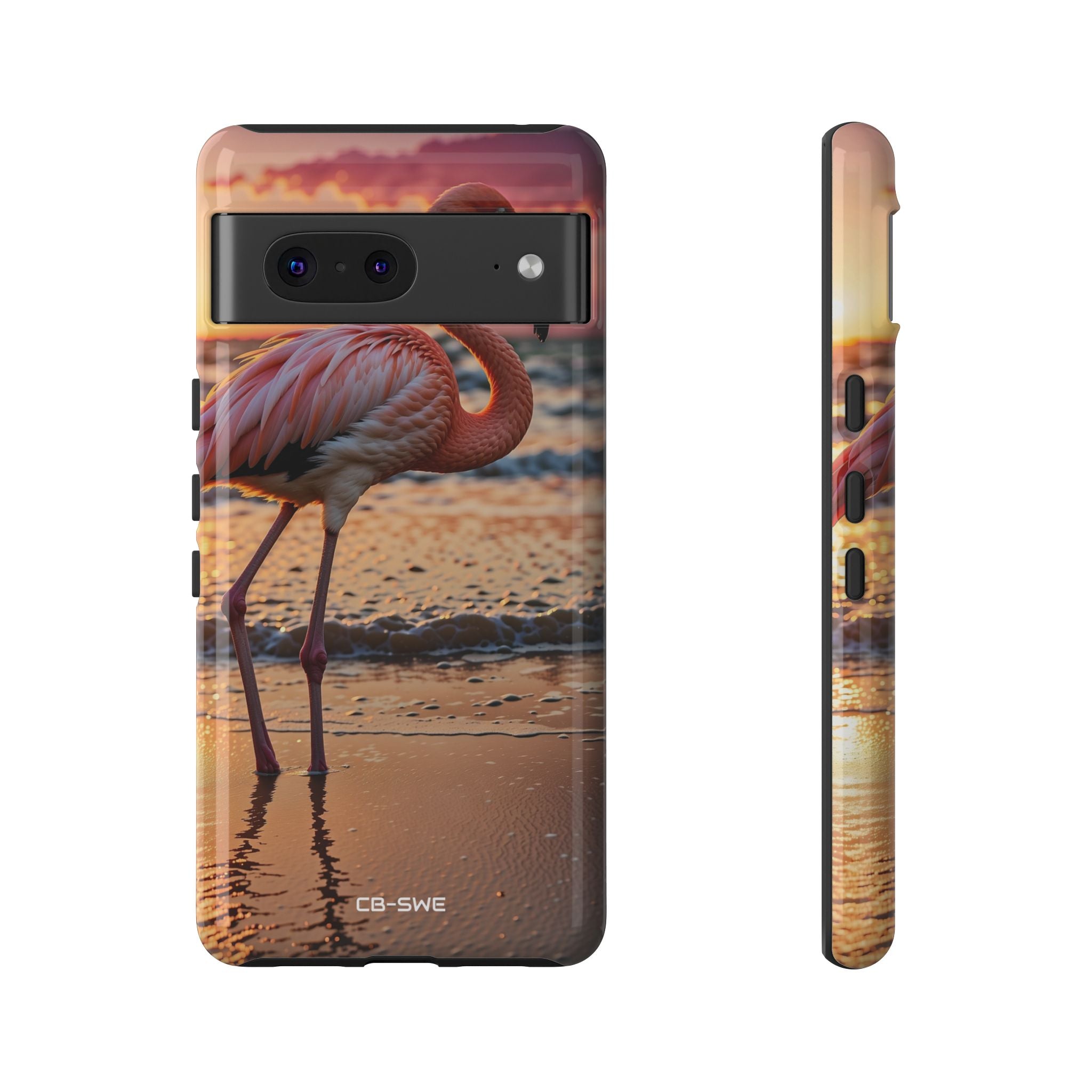 Sunset Flamingo Stand - Google Pixel Case