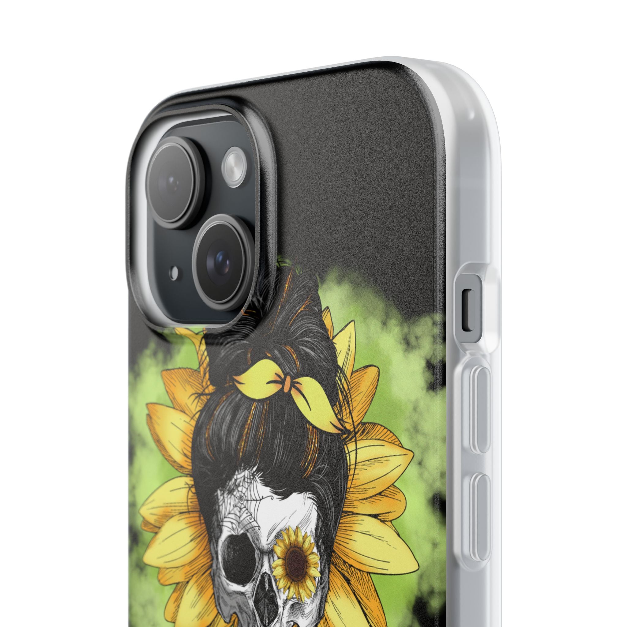 Sunflower Skull iPhone 15 Case - Soft