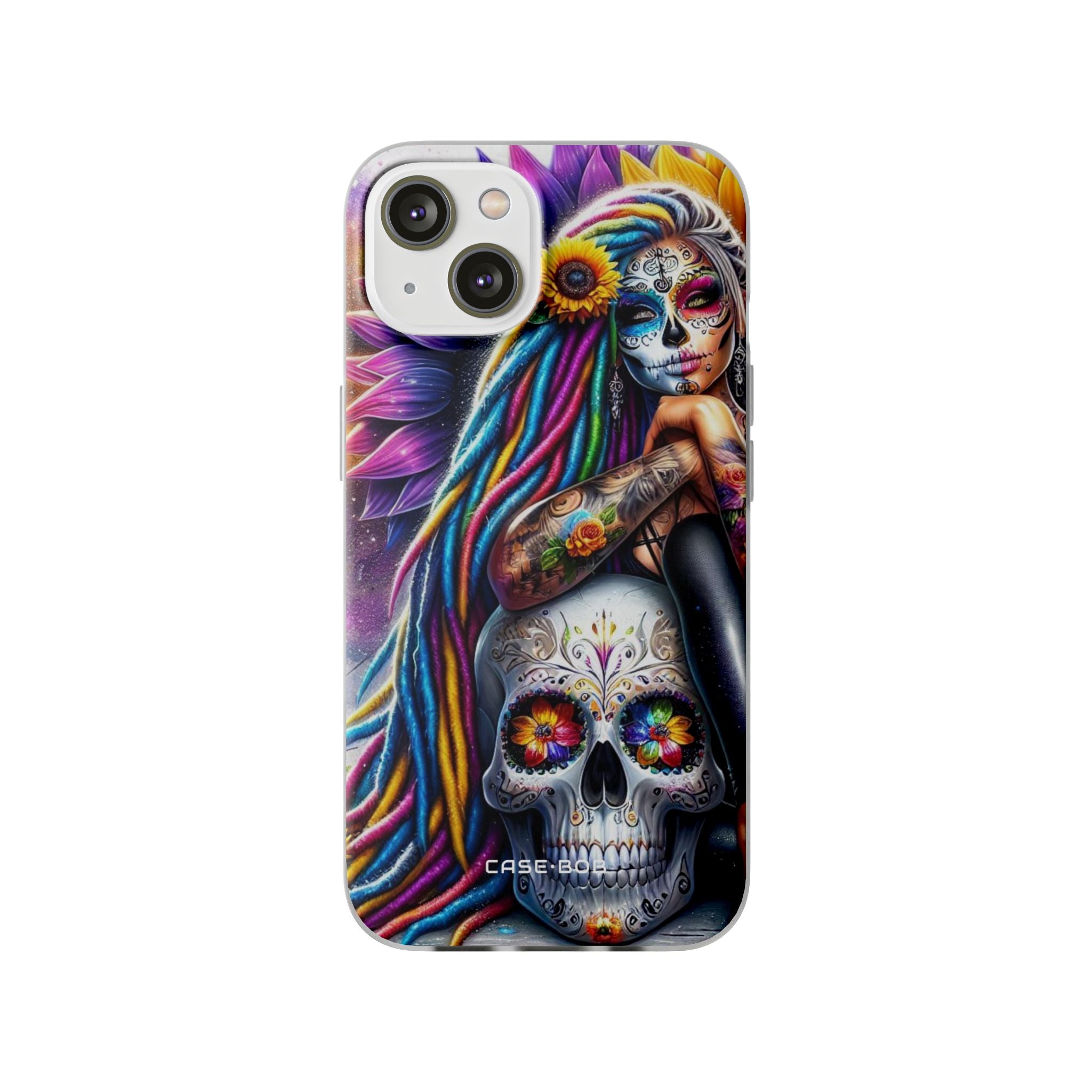 Sunflower Skull Glow iPhone 14 Case - Soft
