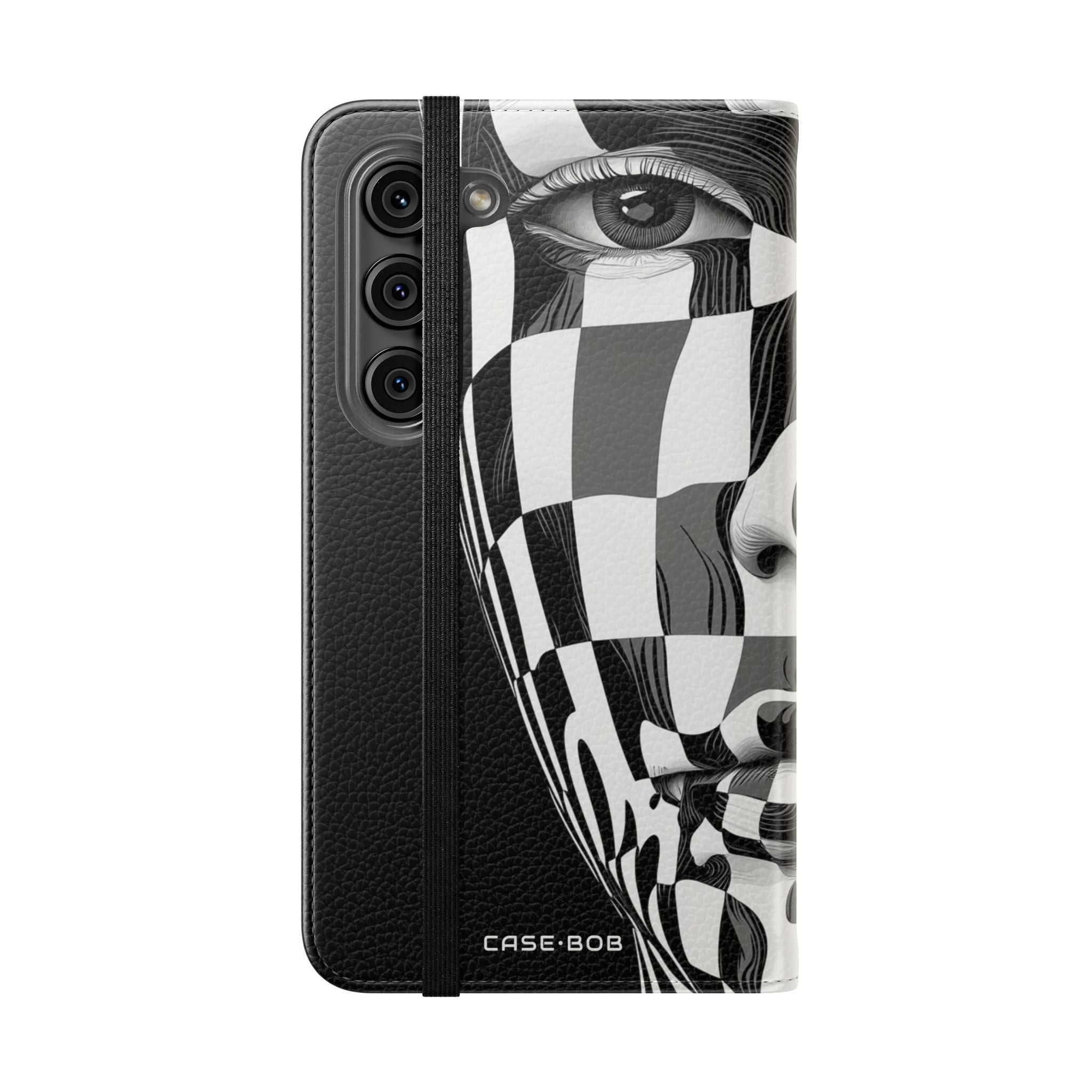 Mirrored Checkerboard Face - Samsung S23 Case - Wallet
