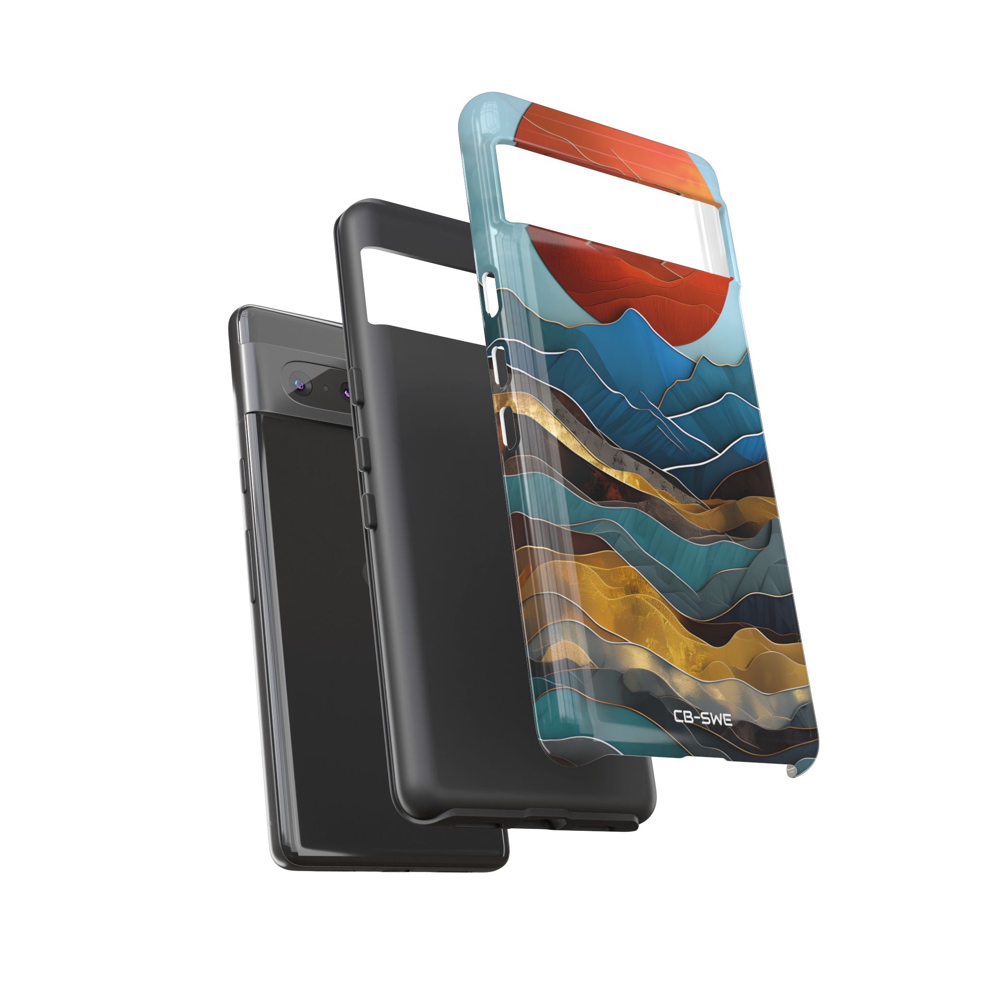 Sunset Geometry Waves - Google Pixel Case