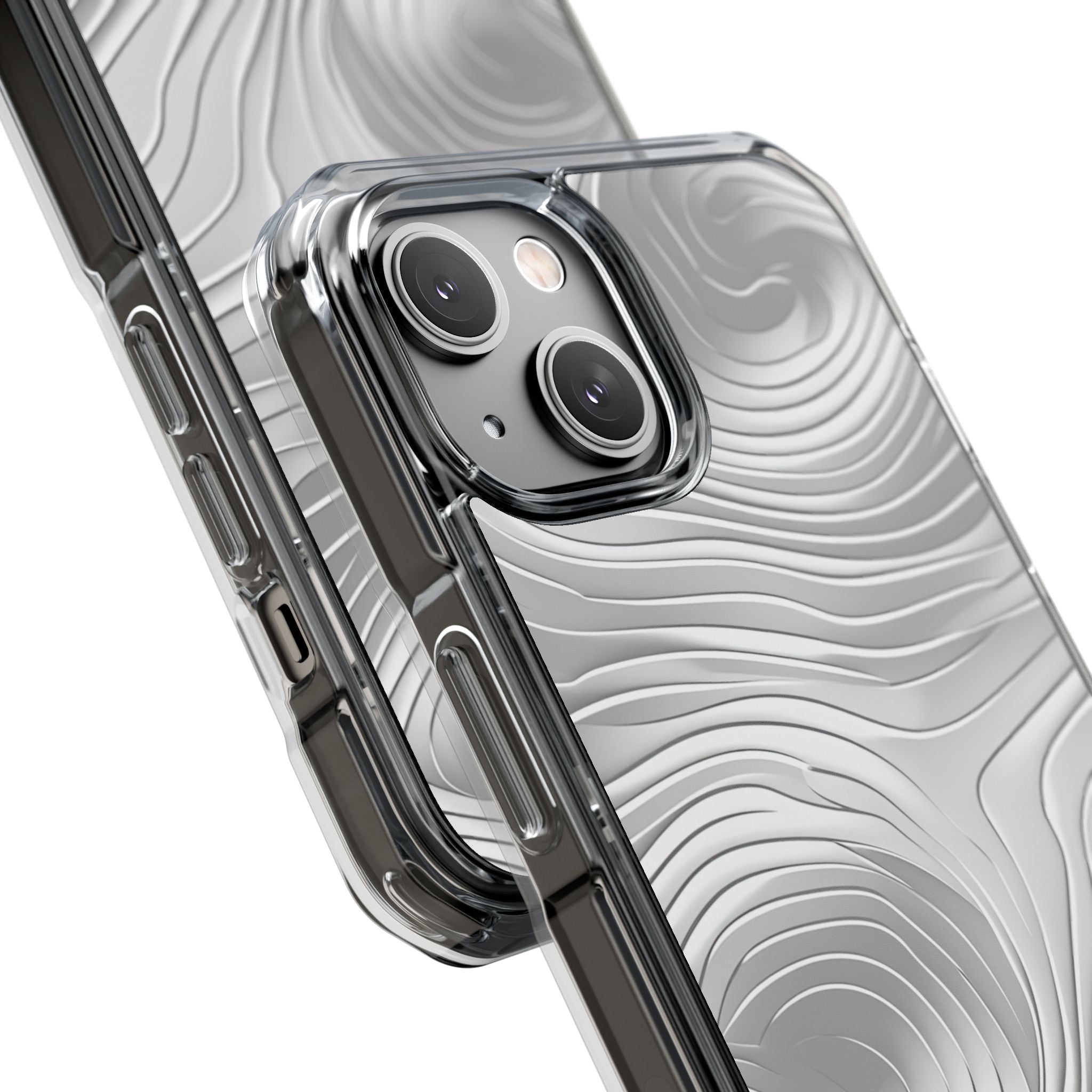 Monochrome Flow Lines iPhone 14 - Impact Clear+
