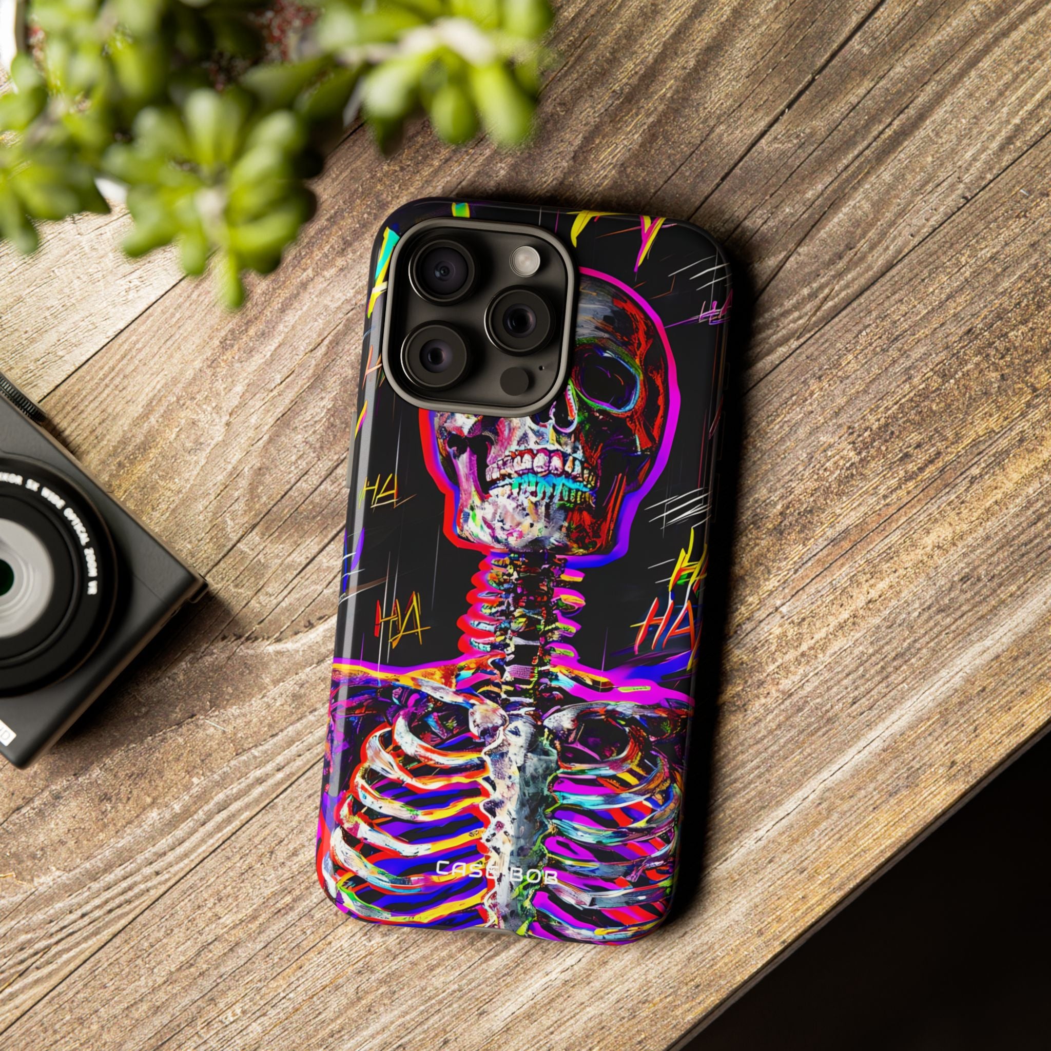 Neon Skeleton Laugh iPhone 15 Pro Max Case - Tough