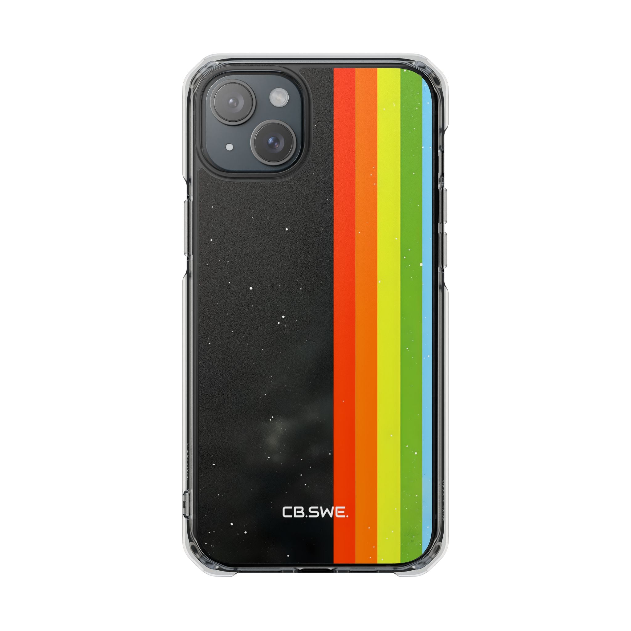 Vibrant Vertical Stripes Against Cosmic Black iPhone 15 - Impact Clear+