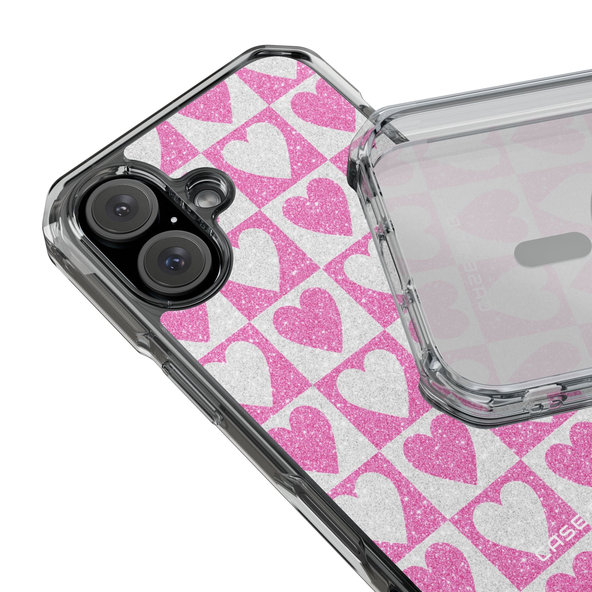 Glitter Heart Grid iPhone 16 Case - Impact