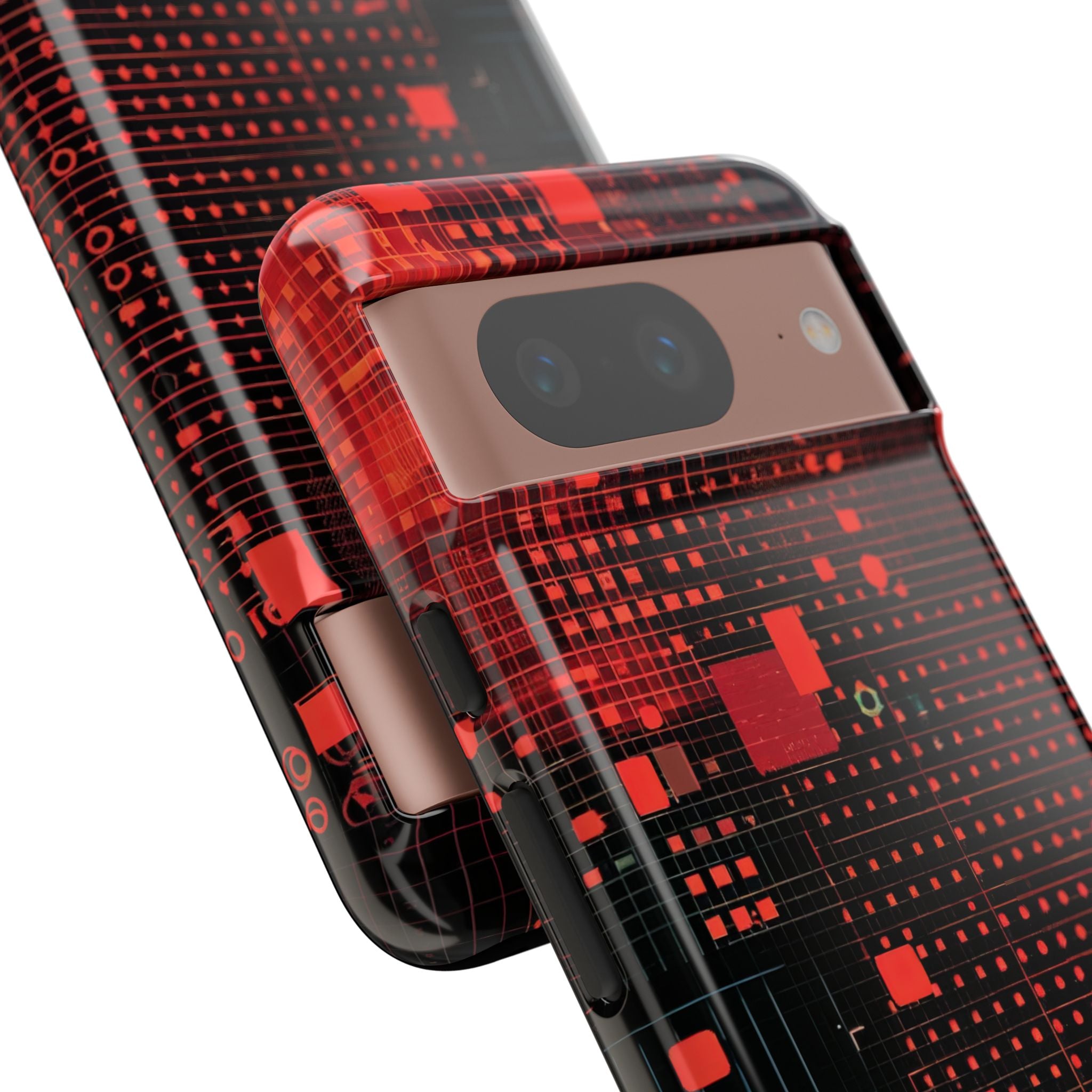 Crimson Circuit Grid Google Pixel 8 - Tough