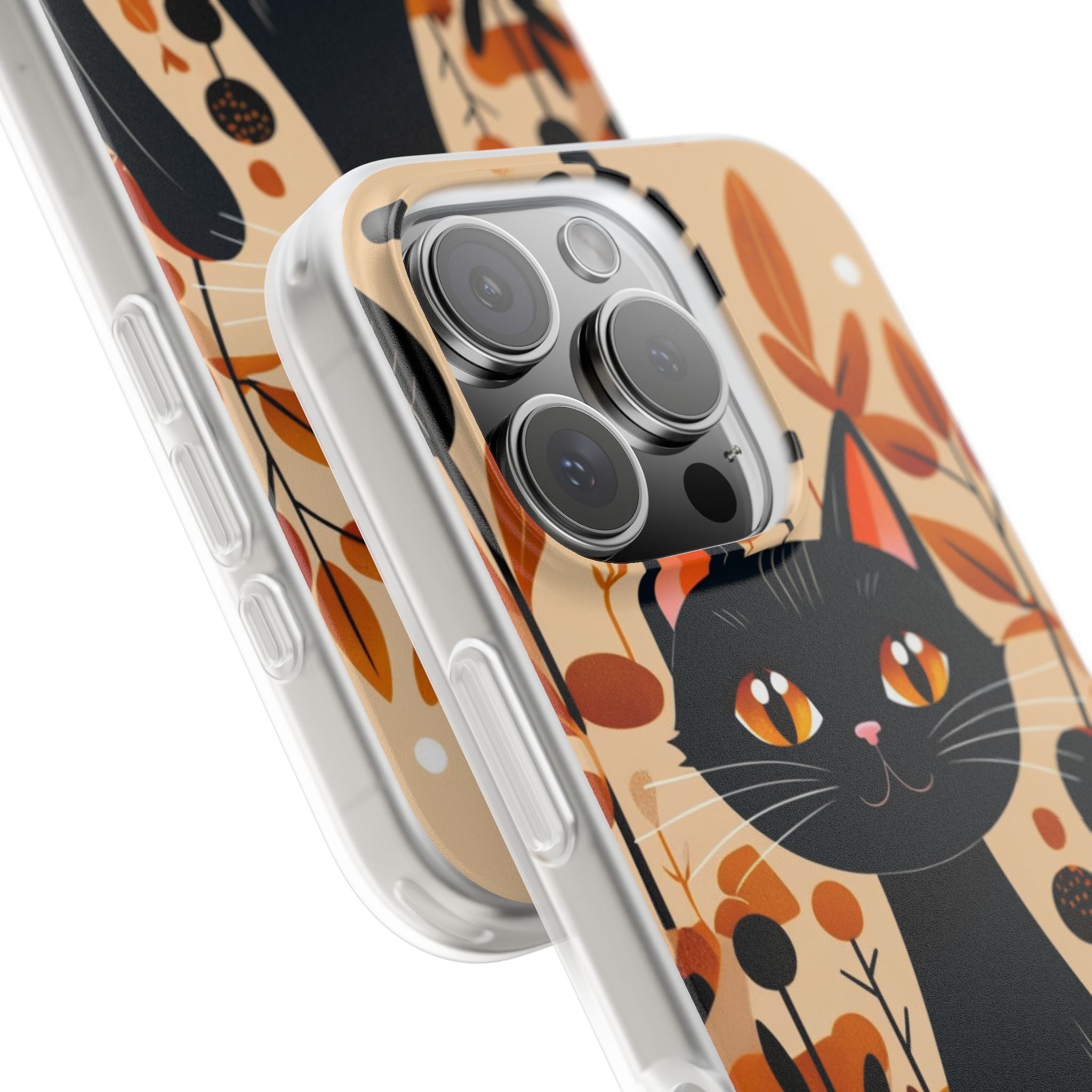 Black Cat Glow iPhone 16 Pro Case - Soft