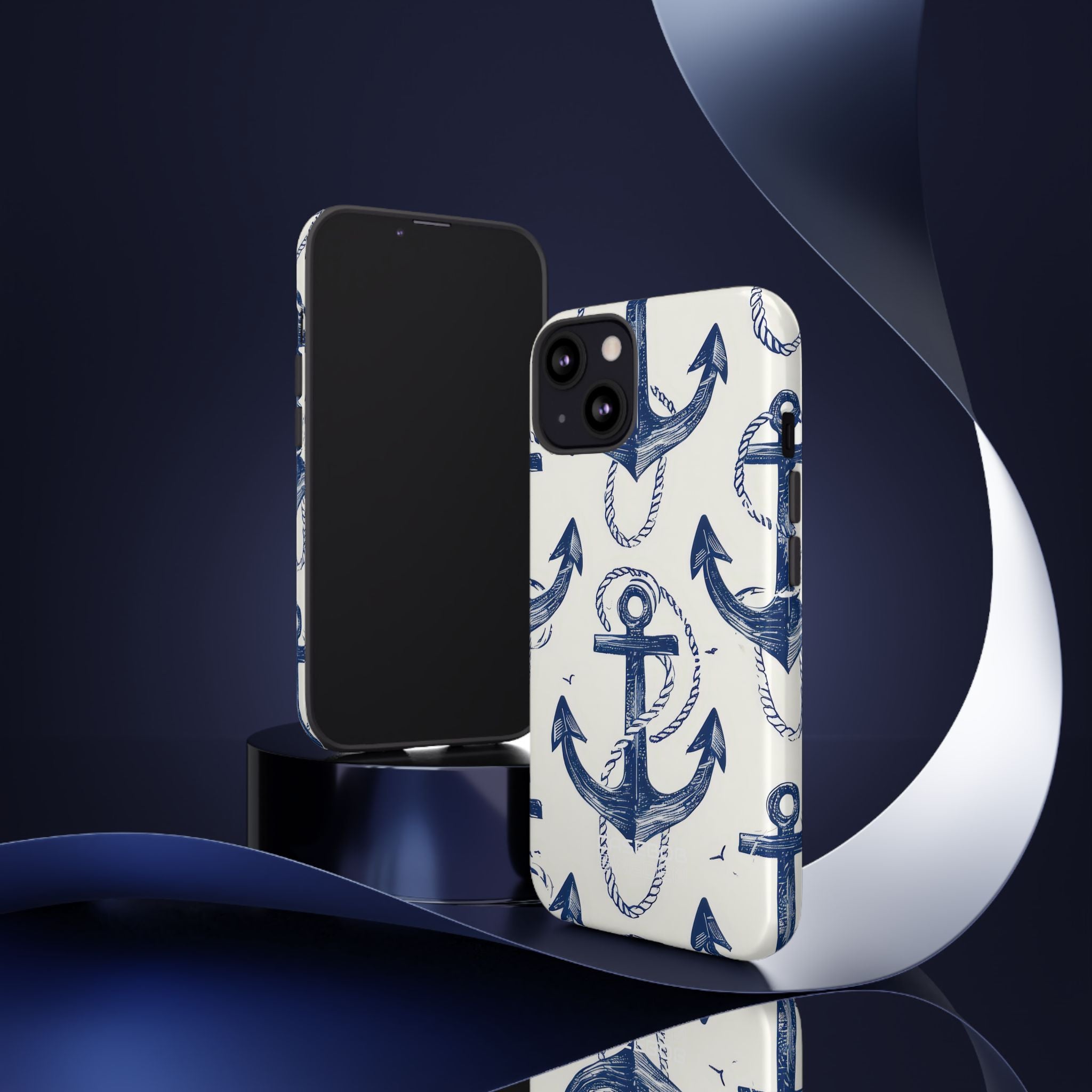 Navy Anchor Tapestry iPhone 13 - Tough