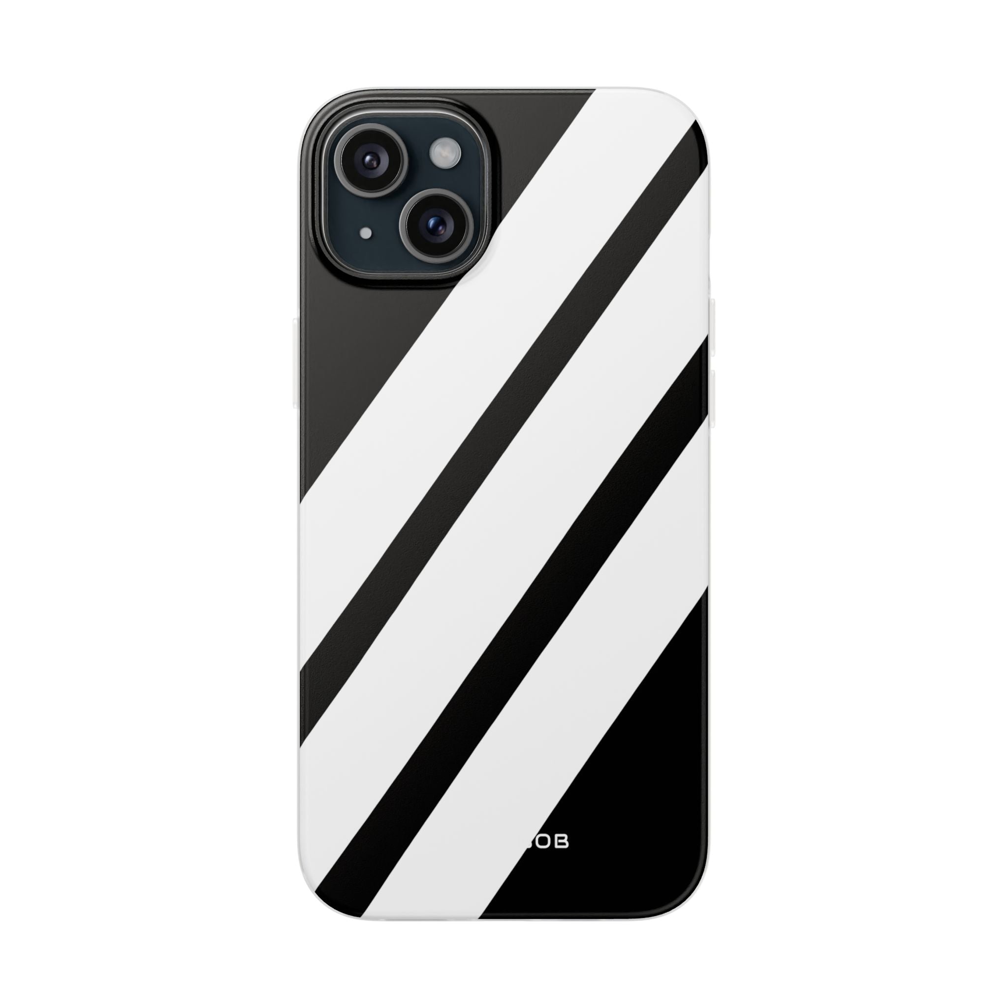 Diagonal Bands Noir iPhone 15 Plus Case - Soft