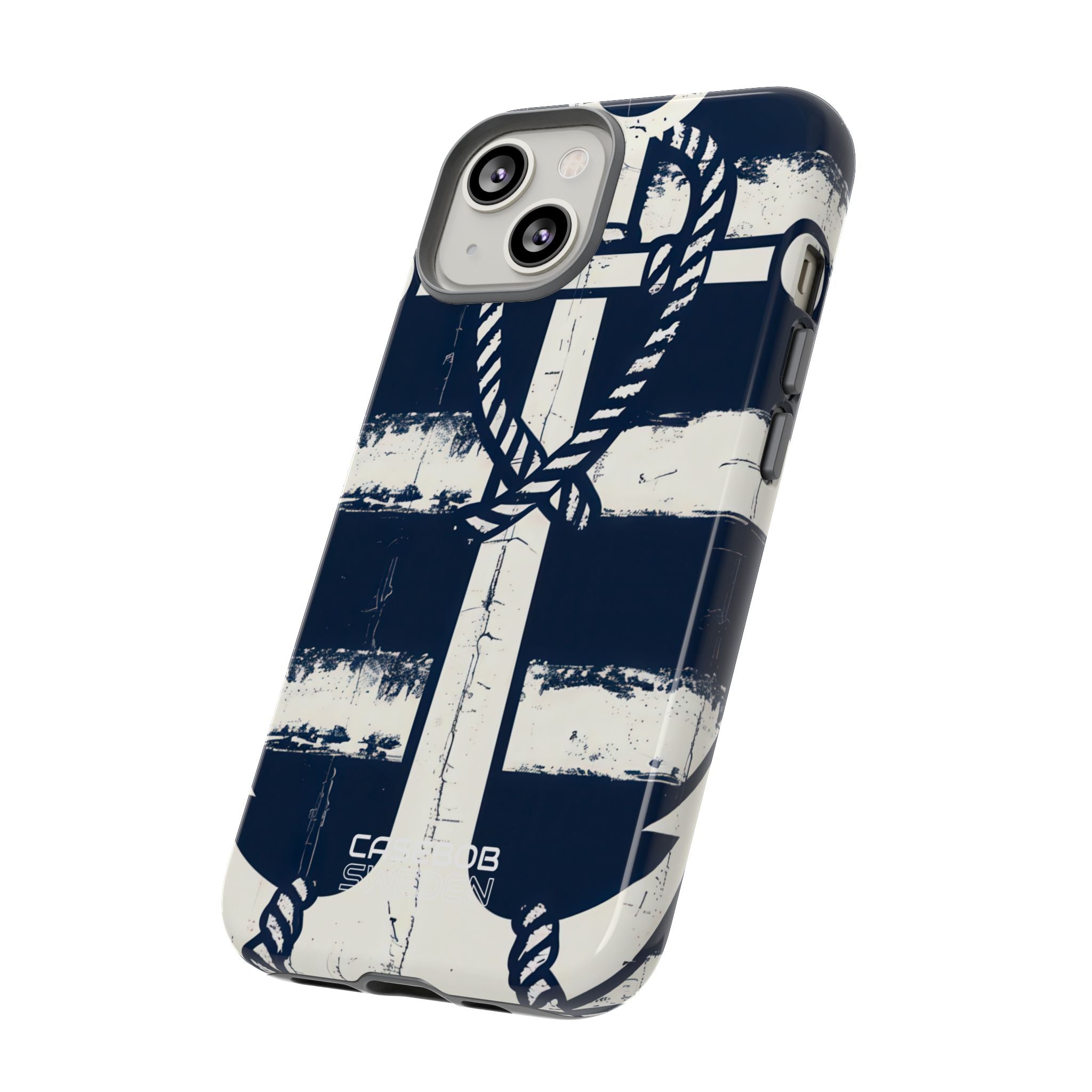 Strisce con ancora blu navy iPhone 14 - Tough