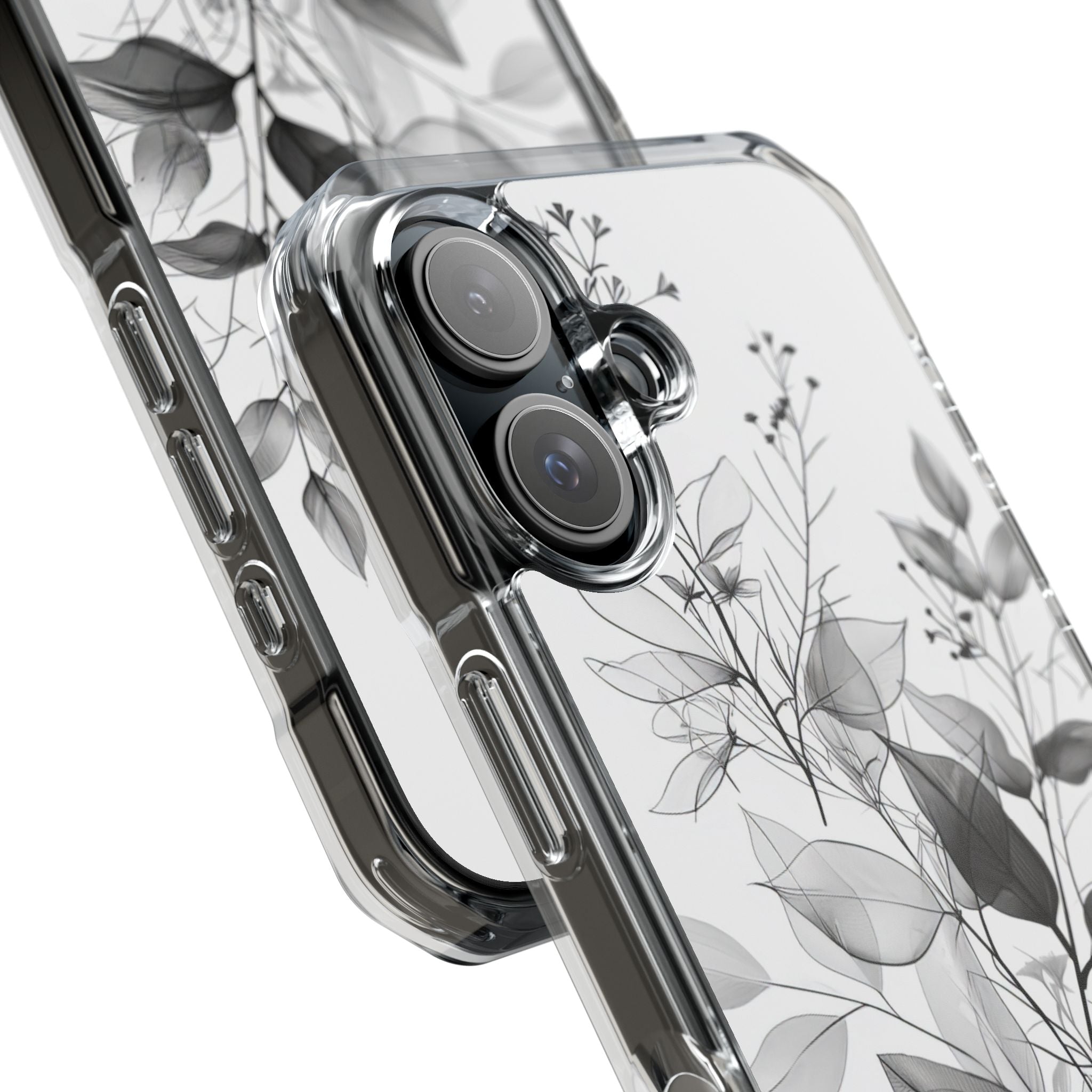 Veined Leaves Gray iPhone 15 Case - Impact