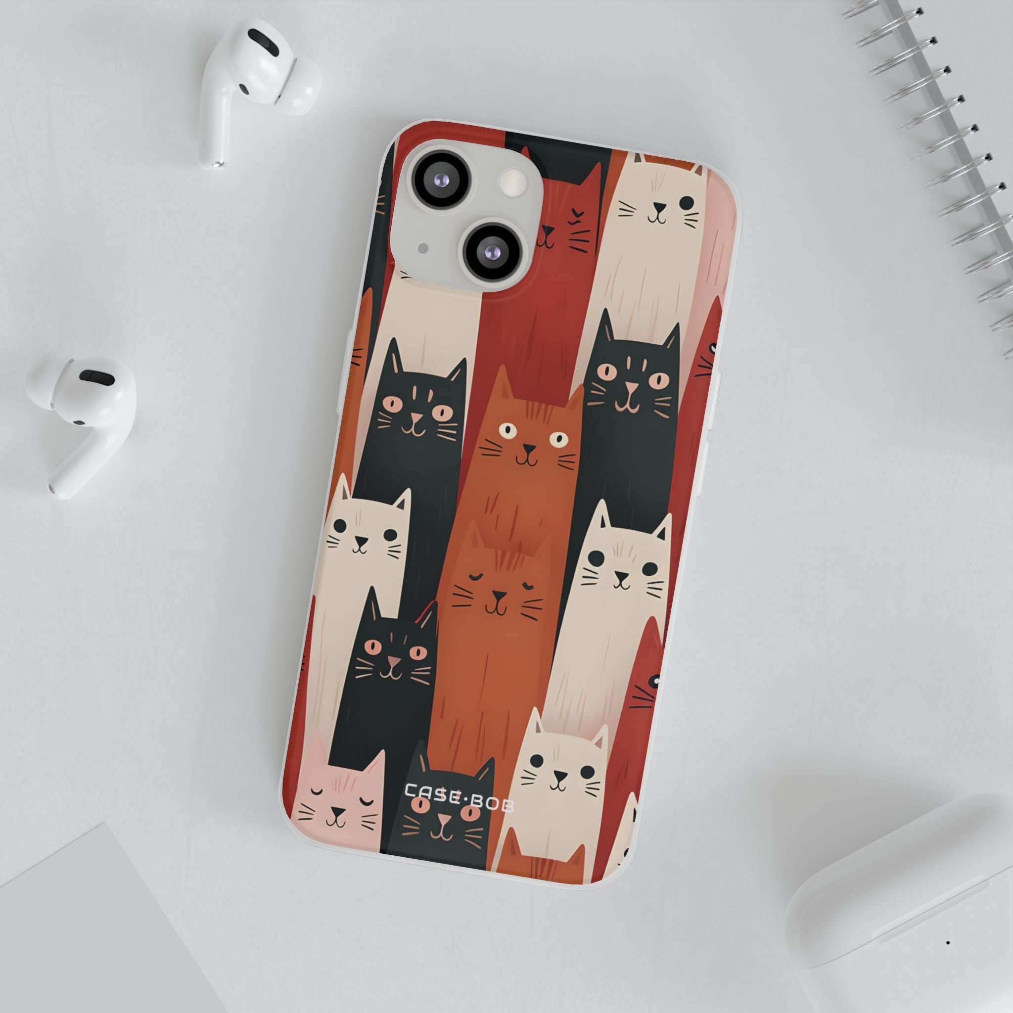 Elongated Cats Black iPhone 13 - Soft